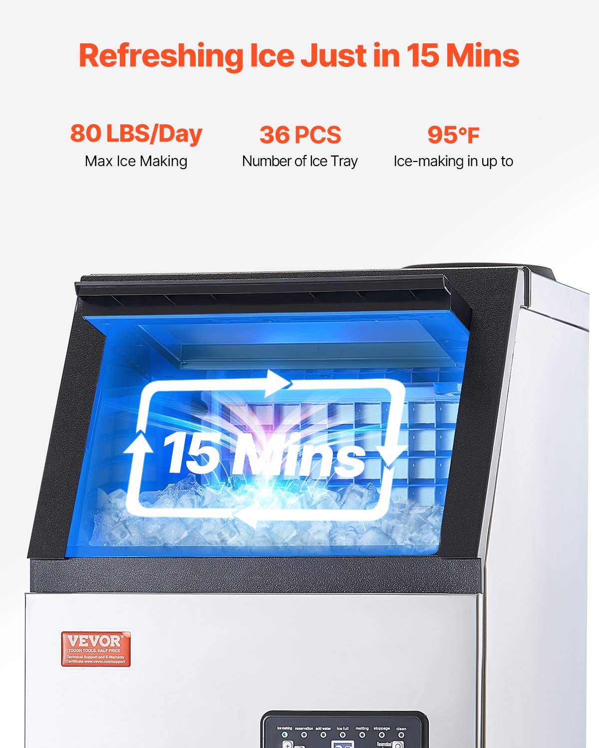 VEVOR Commercial Ice Maker Ανεξάρτητη Μηχανή Ντουλάπας 80lbs/24H 36 Ice Cubes VEVOR Commercial Ice Maker Ανεξάρτητη Μηχανή Ντουλάπας 80lbs/24H 36 Ice Cubes