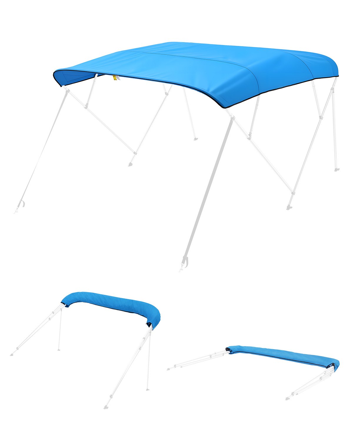 VEVOR 4 Bow Boat Bimini Tops 96"Lx(91"-96")W Bimini Top Replacement Pacific Blue VEVOR 4 Bow Boat Bimini Tops 96"Lx(91"-96")W Bimini Top Replacement Pacific Blue