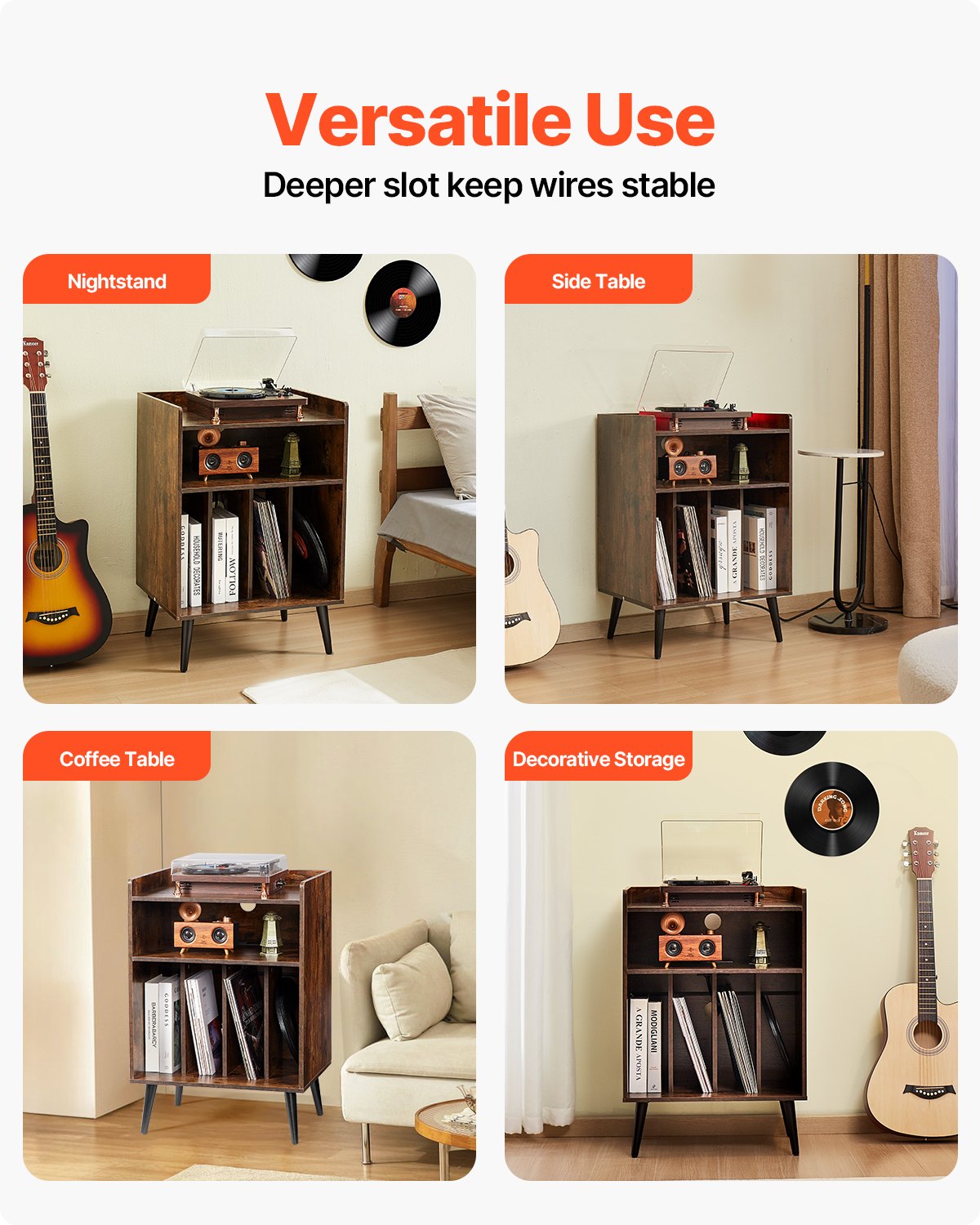 Συσκευή δίσκων VEVOR 3 επιπέδων με φως LED & θύρες USB Ξύλινο ράφι βινυλίου καφέ Συσκευή δίσκων VEVOR 3 επιπέδων με φως LED & θύρες USB Ξύλινο ράφι βινυλίου καφέ