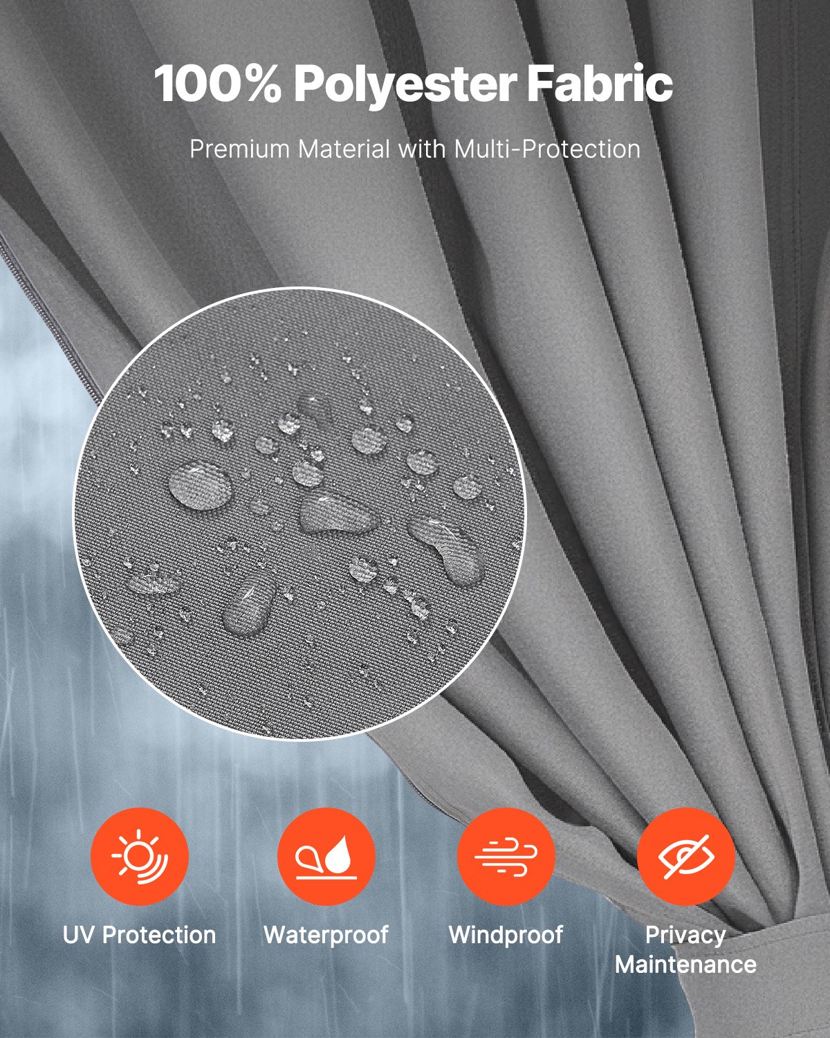 VEVOR Κουρτίνα Κιόσκι Privacy 10' x 10' x 6,9' Αδιάβροχες κουρτίνες κιόσκι Γκρι VEVOR Κουρτίνα Κιόσκι Privacy 10' x 10' x 6,9' Αδιάβροχες κουρτίνες κιόσκι Γκρι