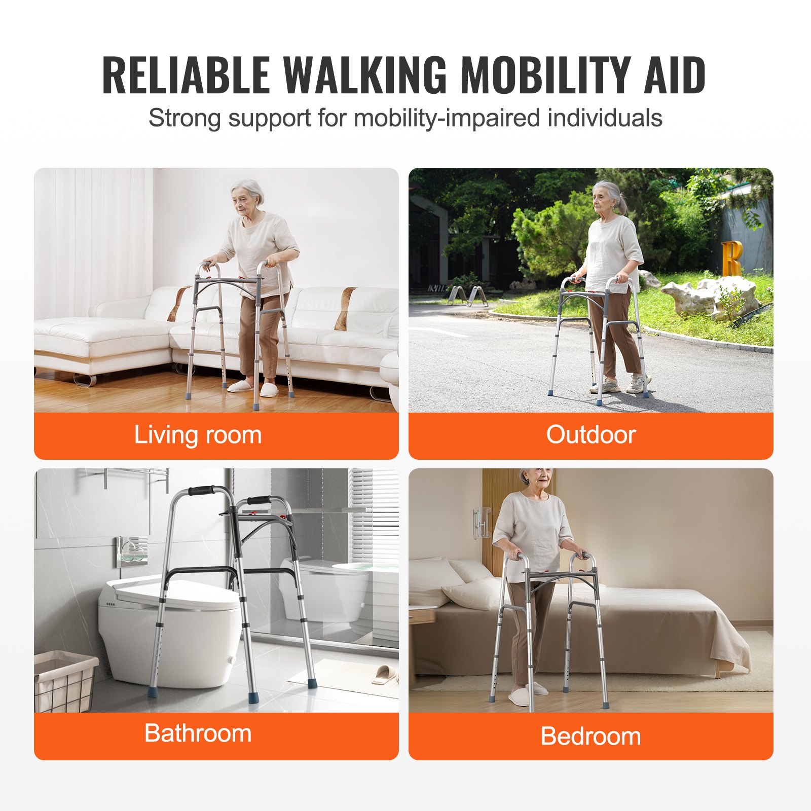 VEVOR Folding Walker Aluminium Mobility Walker Aid με ρυθμιζόμενο ύψος 350LBS VEVOR Folding Walker Aluminium Mobility Walker Aid με ρυθμιζόμενο ύψος 350LBS