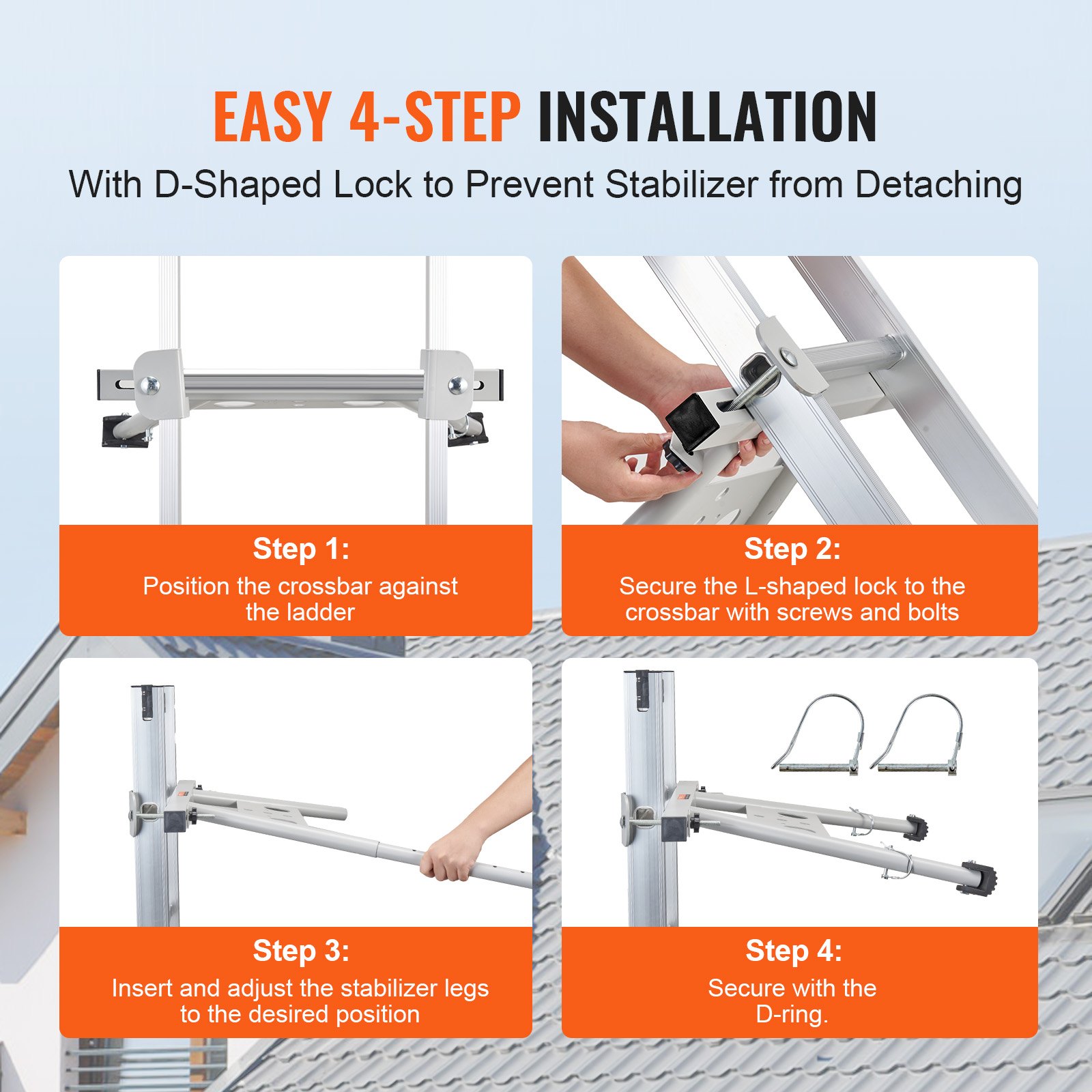 Αξεσουάρ βαρέως τύπου VEVOR Ladder Stabilizer Adjustable Feet Extension Standoff Αξεσουάρ βαρέως τύπου VEVOR Ladder Stabilizer Adjustable Feet Extension Standoff