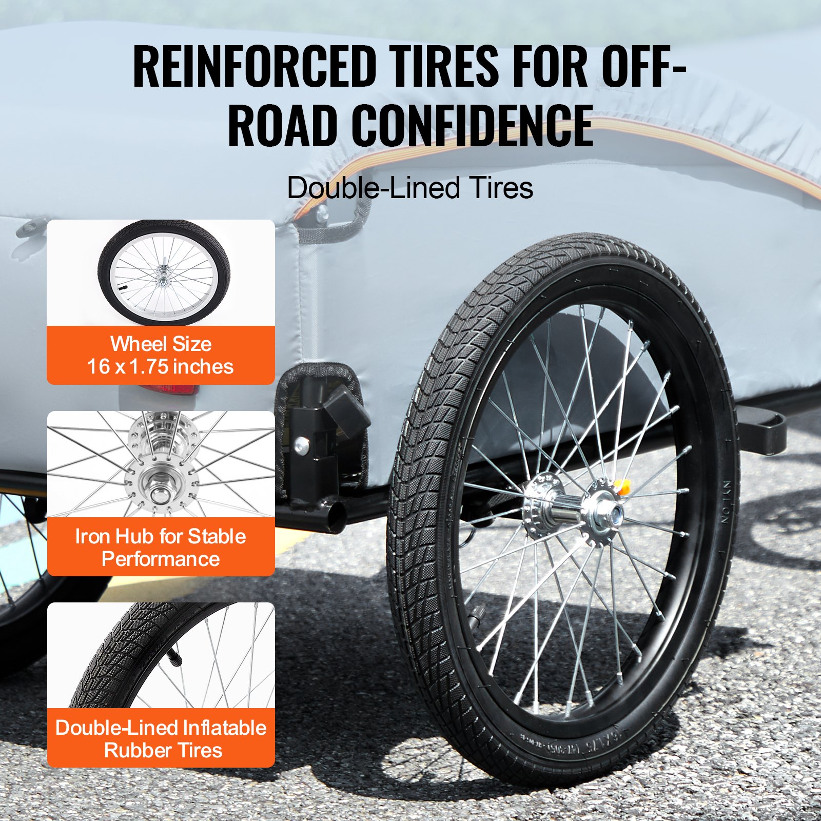 VEVOR Bike Cargo Trailer, χωρητικότητα 100 lbs, βαρέως τύπου καρότσι ποδηλάτου, αναδιπλούμενος συμπαγής χώρος αποθήκευσης με γενικό κοτσαδόρο, αδιάβροχο κάλυμμα, τροχοί 16", ασφαλείς ανακλαστήρες, χωράει σε τροχούς ποδηλάτου 22"-28 VEVOR Bike Cargo Trailer, χωρητικότητα 100 lbs, βαρέως τύπου καρότσι ποδηλάτου, αναδιπλούμενος συμπαγής χώρος αποθήκευσης με γενικό κοτσαδόρο, αδιάβροχο κάλυμμα, τροχοί 16", ασφαλείς ανακλαστήρες, χωράει σε τροχούς ποδηλάτου 22"-28