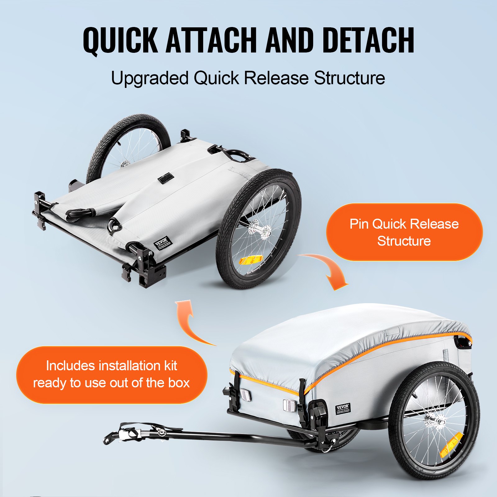 VEVOR Bike Cargo Trailer, χωρητικότητα 100 lbs, βαρέως τύπου καρότσι ποδηλάτου, αναδιπλούμενος συμπαγής χώρος αποθήκευσης με γενικό κοτσαδόρο, αδιάβροχο κάλυμμα, τροχοί 16", ασφαλείς ανακλαστήρες, χωράει σε τροχούς ποδηλάτου 22"-28 VEVOR Bike Cargo Trailer, χωρητικότητα 100 lbs, βαρέως τύπου καρότσι ποδηλάτου, αναδιπλούμενος συμπαγής χώρος αποθήκευσης με γενικό κοτσαδόρο, αδιάβροχο κάλυμμα, τροχοί 16", ασφαλείς ανακλαστήρες, χωράει σε τροχούς ποδηλάτου 22"-28