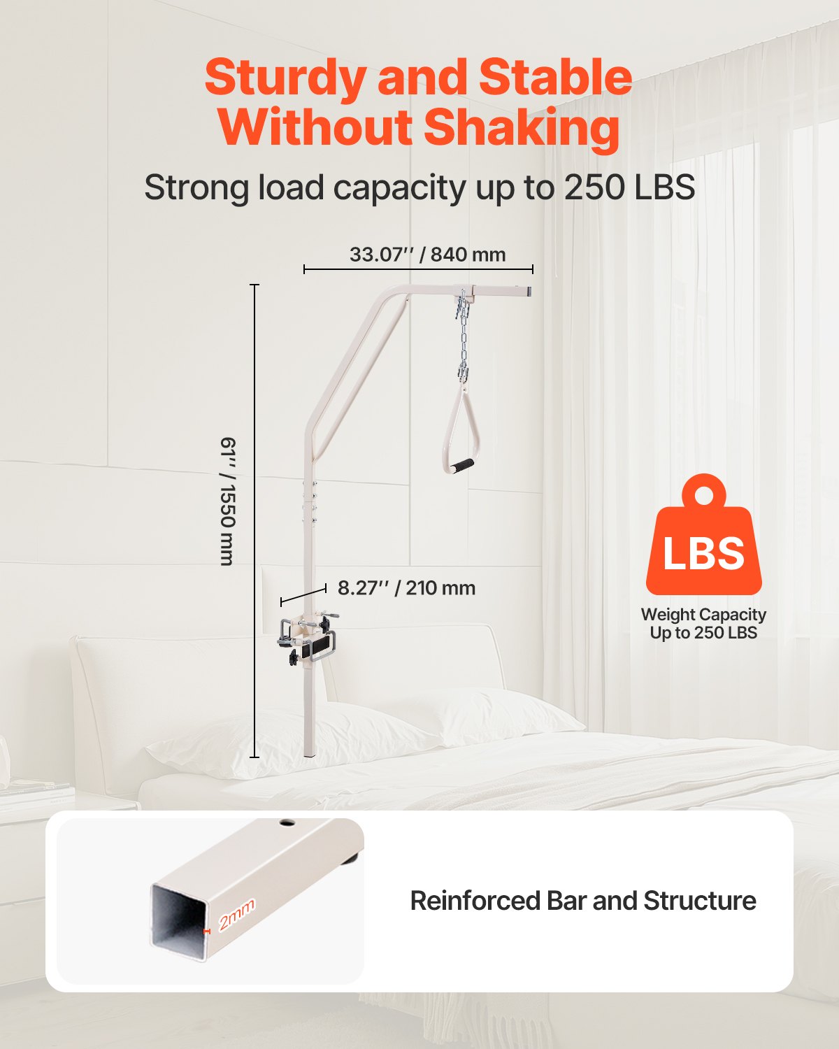 Τραπέζιο VEVOR για κινητικότητα κρεβατιού 250LBS με σφιγκτήρες και μεταλλική αλυσίδα Τραπέζιο VEVOR για κινητικότητα κρεβατιού 250LBS με σφιγκτήρες και μεταλλική αλυσίδα