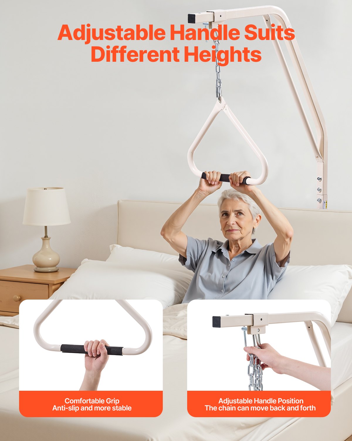 Τραπέζιο VEVOR για κινητικότητα κρεβατιού 250LBS με σφιγκτήρες και μεταλλική αλυσίδα Τραπέζιο VEVOR για κινητικότητα κρεβατιού 250LBS με σφιγκτήρες και μεταλλική αλυσίδα