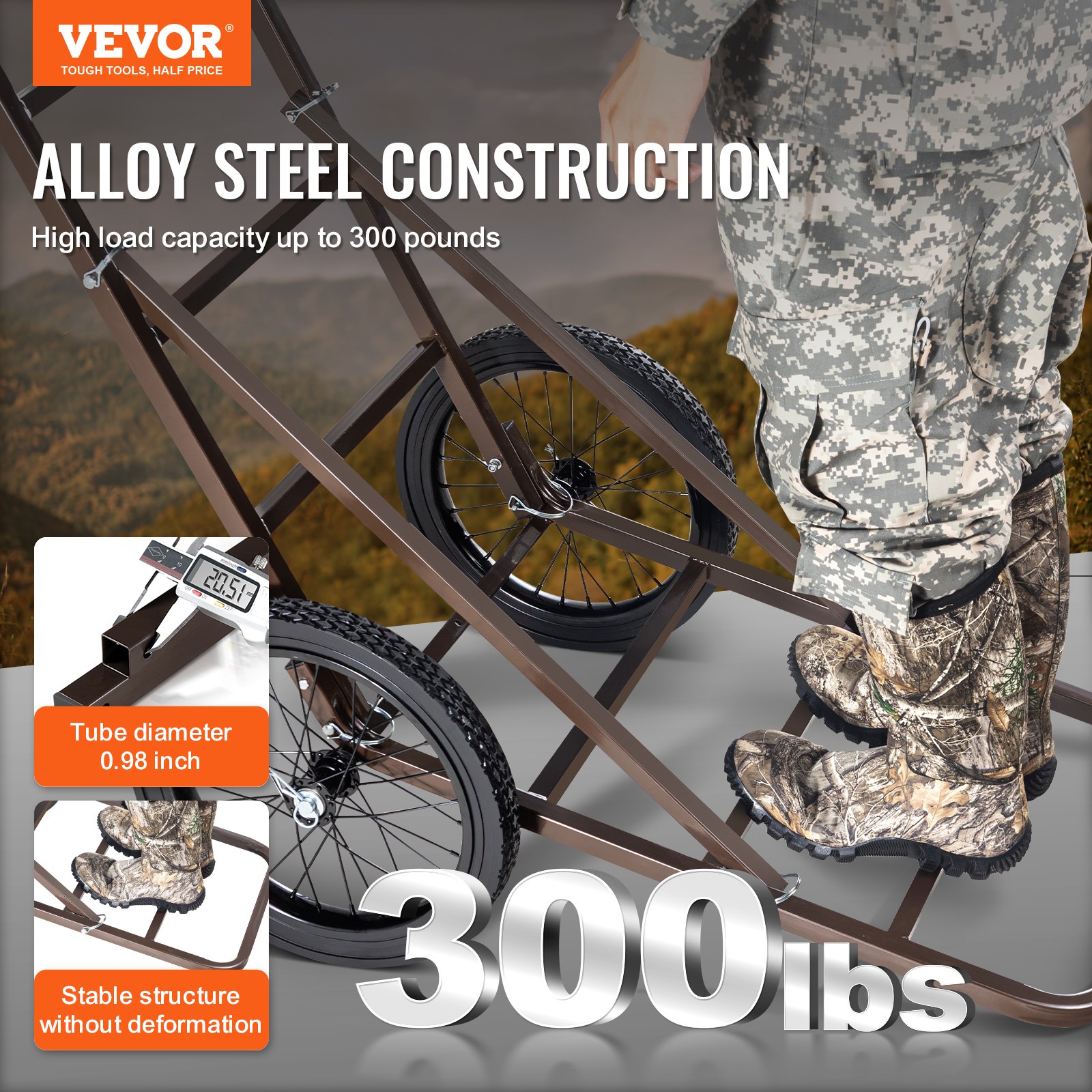 VEVOR Folding Deer Cart Game Hauler Utility Gear Dolly 300 LBS Capacity VEVOR Folding Deer Cart Game Hauler Utility Gear Dolly 300 LBS Capacity