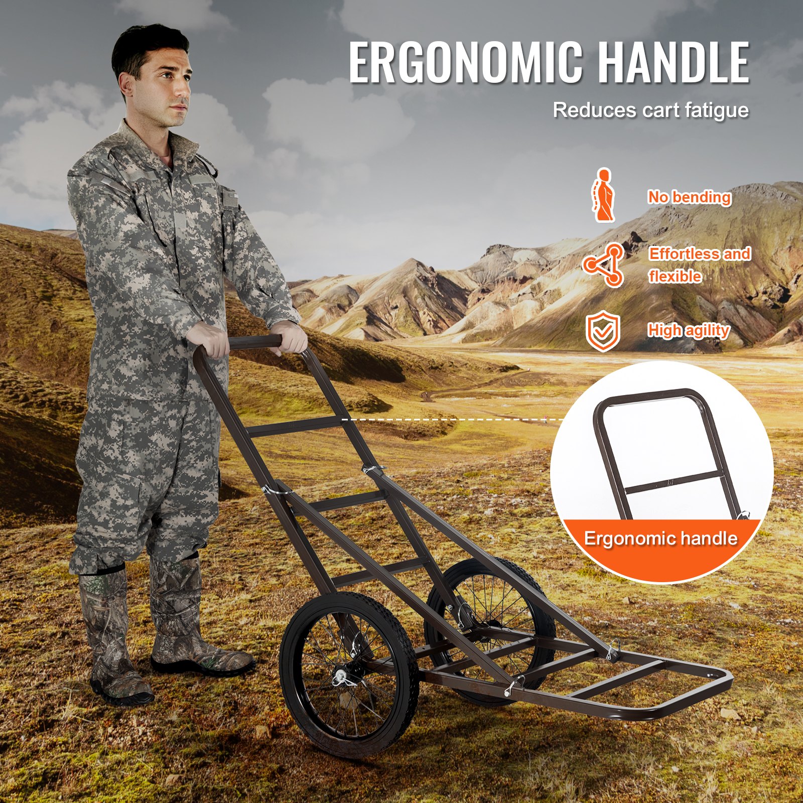 VEVOR Folding Deer Cart Game Hauler Utility Gear Dolly 300 LBS Capacity VEVOR Folding Deer Cart Game Hauler Utility Gear Dolly 300 LBS Capacity