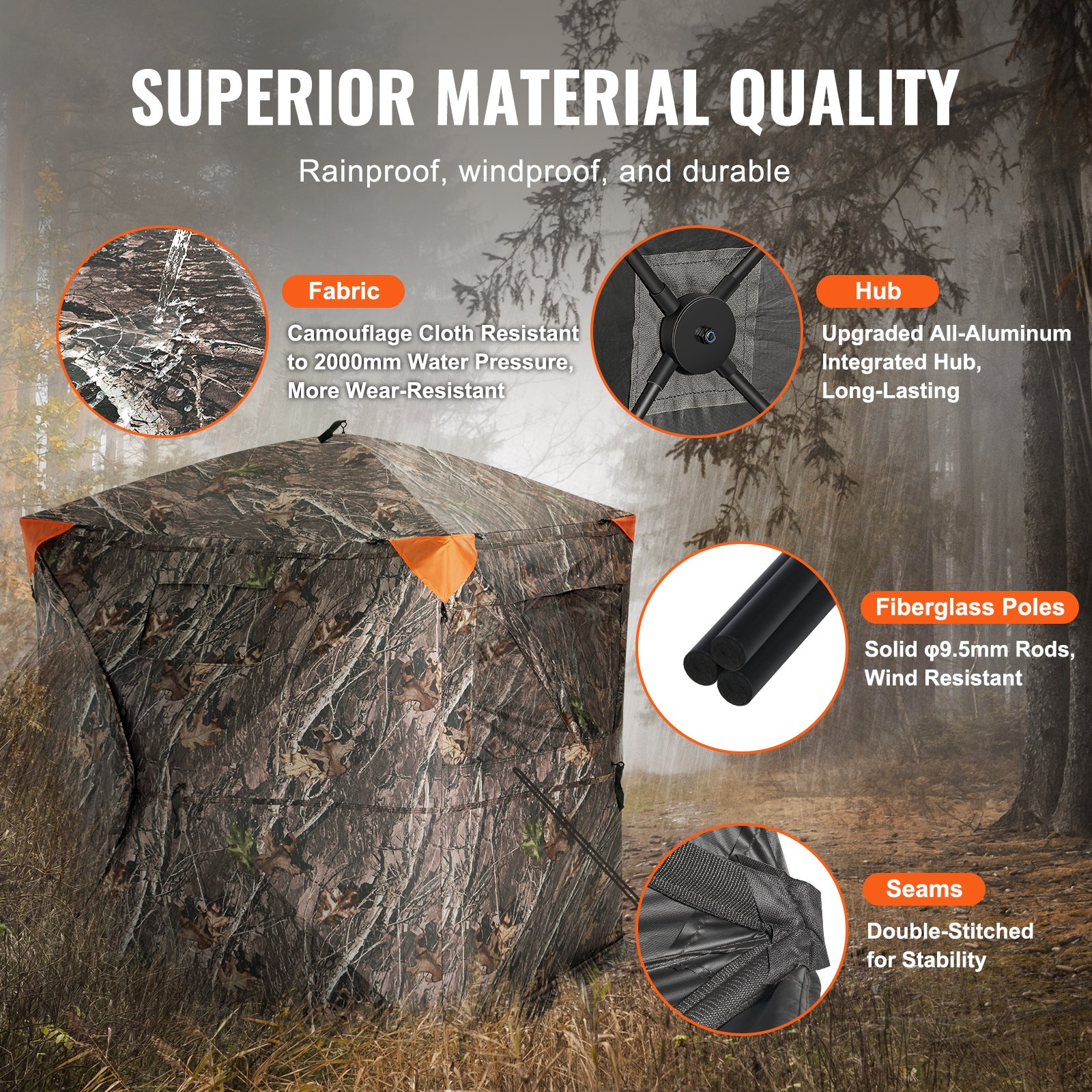 VEVOR Hunting Blind 270° See Through Ground Blind 3 Windows Mesh για 2-3 άτομα VEVOR Hunting Blind 270° See Through Ground Blind 3 Windows Mesh για 2-3 άτομα