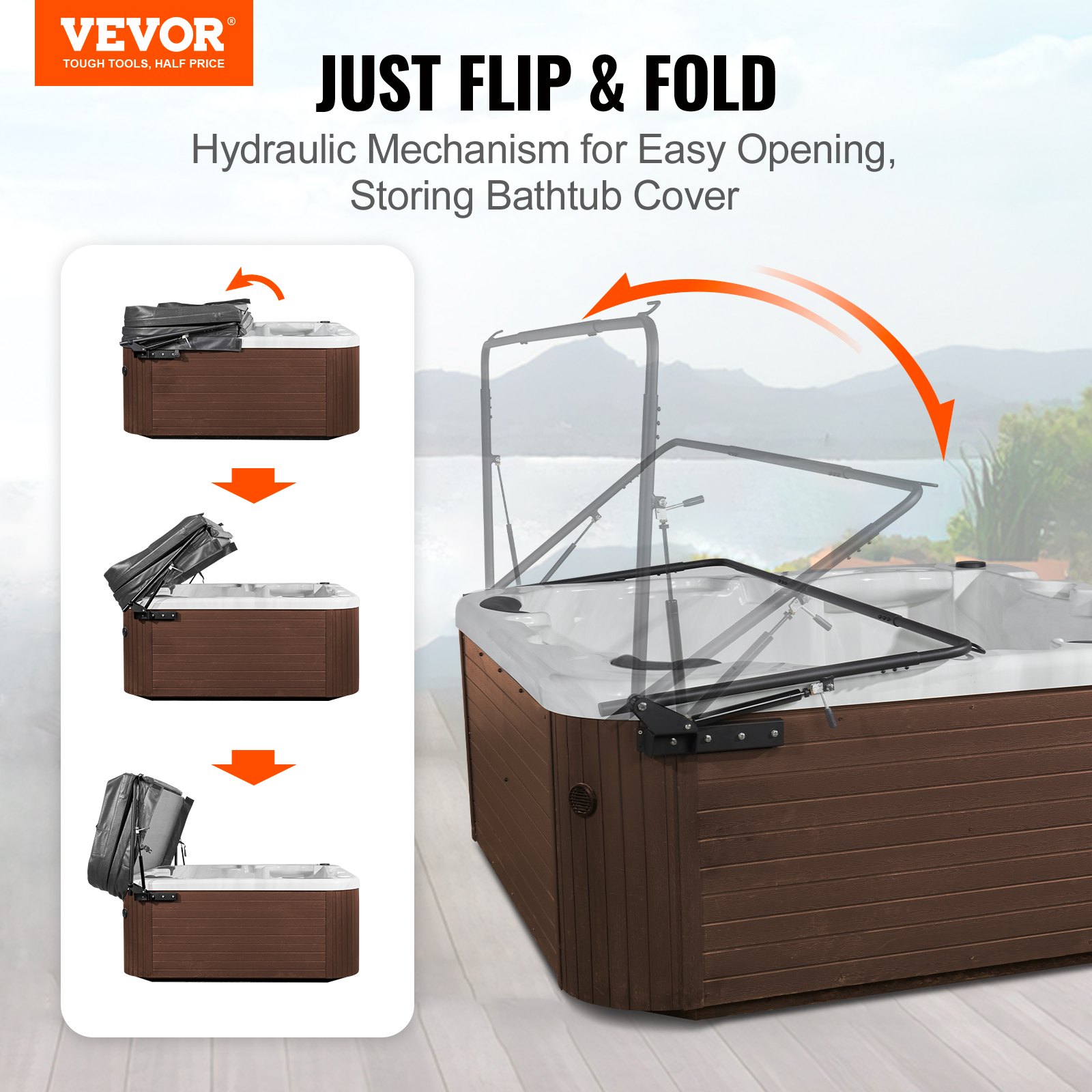 VEVOR Hot Tub Cover Lift, Spa Cover Lift, Υδραυλικό, Πλάτος 69" - 96,5" Ρυθμιζόμενο, Εγκατεστημένο και στις δύο πλευρές στο επάνω μέρος, Κατάλληλο για διάφορα μεγέθη ορθογώνιων μπανιέρων, υδρομασάζ, σπα VEVOR Hot Tub Cover Lift, Spa Cover Lift, Υδραυλικό, Πλάτος 69" - 96,5" Ρυθμιζόμενο, Εγκατεστημένο και στις δύο πλευρές στο επάνω μέρος, Κατάλληλο για διάφορα μεγέθη ορθογώνιων μπανιέρων, υδρομασάζ, σπα