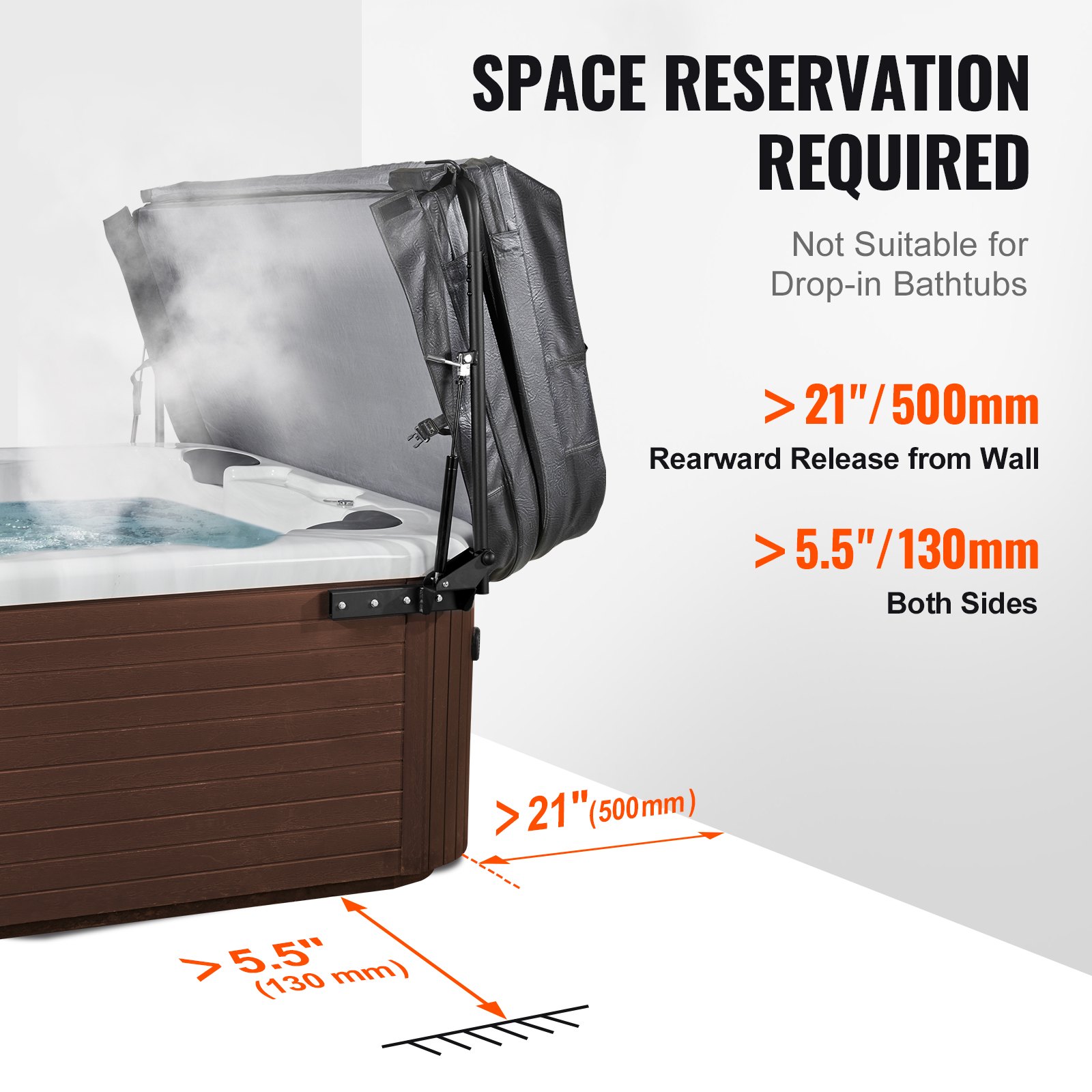 VEVOR Hot Tub Cover Lift, Spa Cover Lift, Υδραυλικό, Πλάτος 69" - 96,5" Ρυθμιζόμενο, Εγκατεστημένο και στις δύο πλευρές στο επάνω μέρος, Κατάλληλο για διάφορα μεγέθη ορθογώνιων μπανιέρων, υδρομασάζ, σπα VEVOR Hot Tub Cover Lift, Spa Cover Lift, Υδραυλικό, Πλάτος 69" - 96,5" Ρυθμιζόμενο, Εγκατεστημένο και στις δύο πλευρές στο επάνω μέρος, Κατάλληλο για διάφορα μεγέθη ορθογώνιων μπανιέρων, υδρομασάζ, σπα