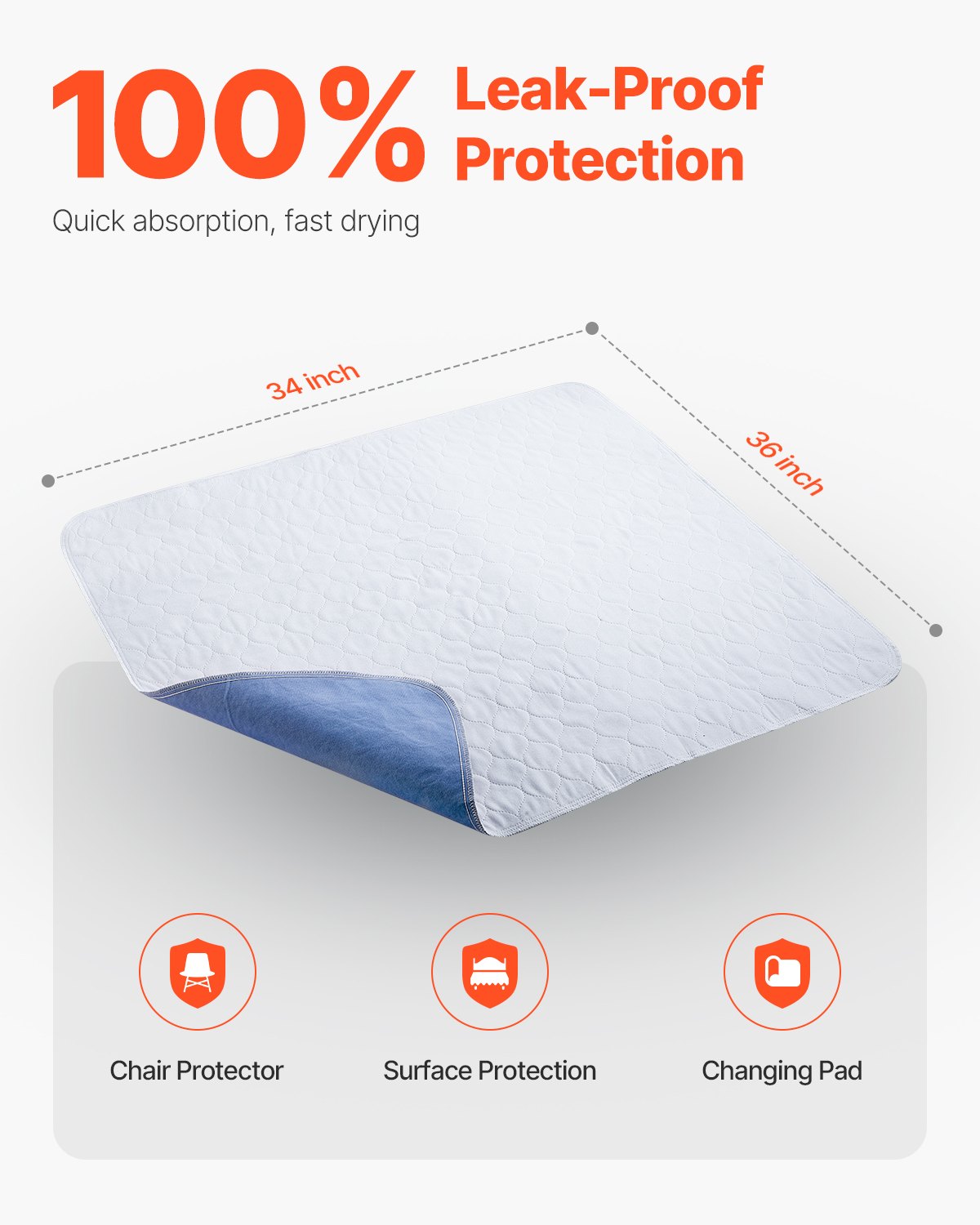 VEVOR Πλενόμενα κάτω μαξιλάρια 34" x 36" Επιθέματα ακράτειας 10-συσκευασίας Επιθέματα ενούρησης κρεβατιού VEVOR Πλενόμενα κάτω μαξιλάρια 34" x 36" Επιθέματα ακράτειας 10-συσκευασίας Επιθέματα ενούρησης κρεβατιού