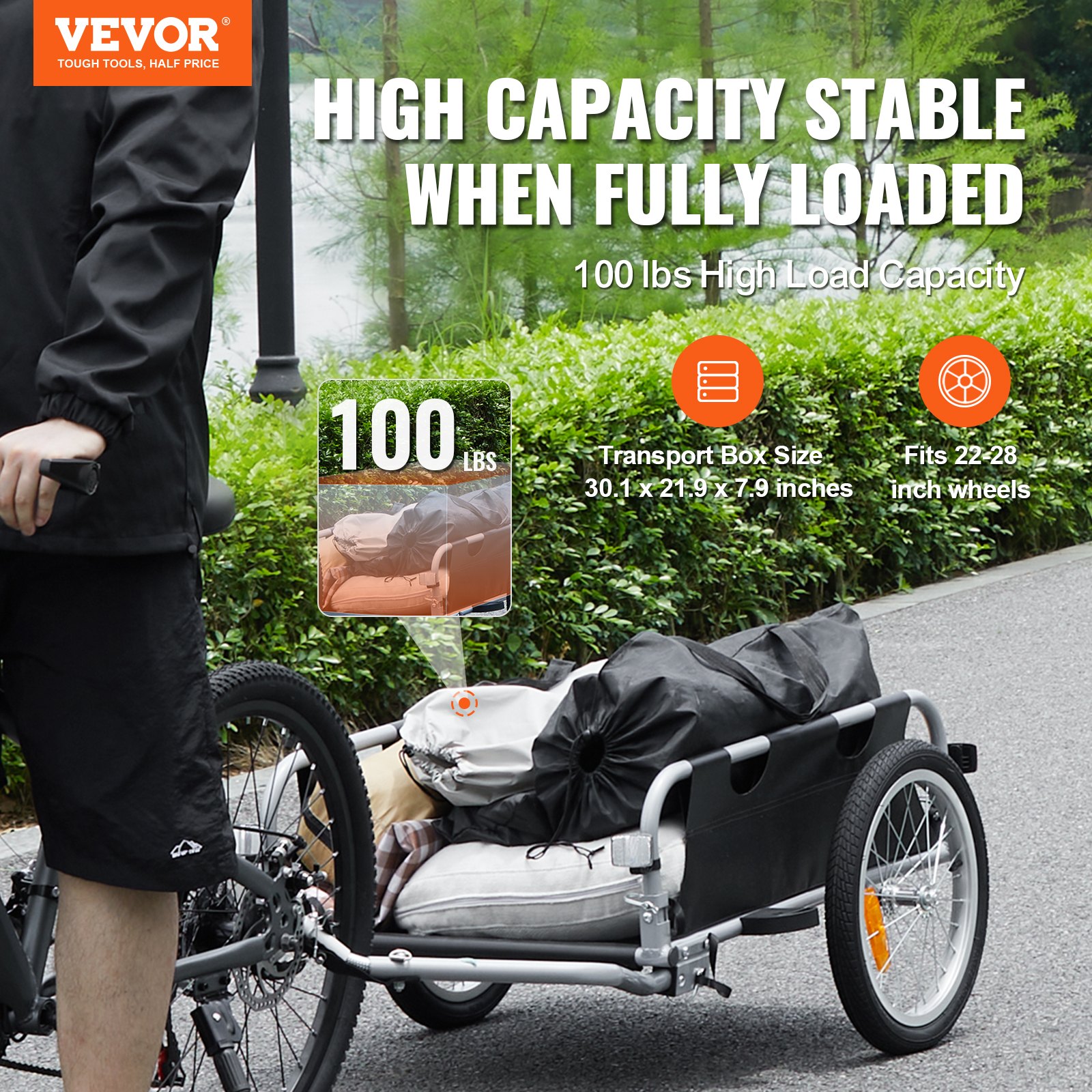 VEVOR Bike Cargo Trailer, χωρητικότητα 100 lbs, βαρέως τύπου καρότσι ποδηλάτου, αναδιπλούμενο συμπαγές χώρο αποθήκευσης & γρήγορη απελευθέρωση με γενικό κοτσαδόρο, τροχοί 16", ασφαλείς ανακλαστήρες, χωράει σε τροχούς ποδηλάτου 22"-28 VEVOR Bike Cargo Trailer, χωρητικότητα 100 lbs, βαρέως τύπου καρότσι ποδηλάτου, αναδιπλούμενο συμπαγές χώρο αποθήκευσης & γρήγορη απελευθέρωση με γενικό κοτσαδόρο, τροχοί 16", ασφαλείς ανακλαστήρες, χωράει σε τροχούς ποδηλάτου 22"-28