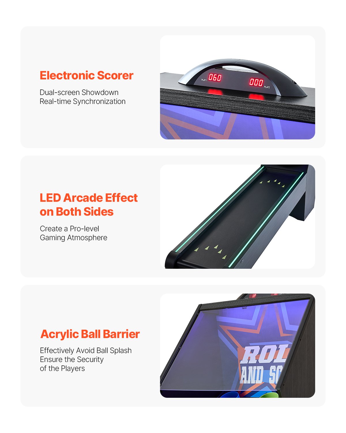 VEVOR 9 ft Roll & Score Arcade Τραπέζι παιχνιδιών Ηλεκτρονικός σκόρερ Αίθουσα παιχνιδιών 4 μπάλες VEVOR 9 ft Roll & Score Arcade Τραπέζι παιχνιδιών Ηλεκτρονικός σκόρερ Αίθουσα παιχνιδιών 4 μπάλες