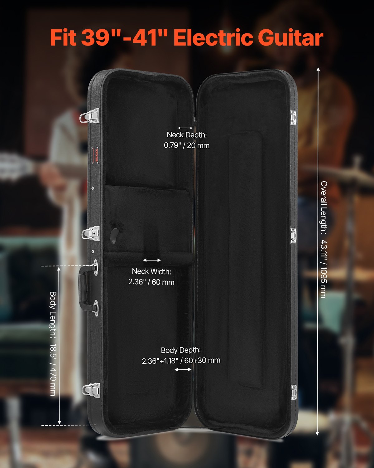 Σκληρή θήκη VEVOR Electric Guitar 43.11 in with Lock and Key για ηλεκτρική κιθάρα Σκληρή θήκη VEVOR Electric Guitar 43.11 in with Lock and Key για ηλεκτρική κιθάρα