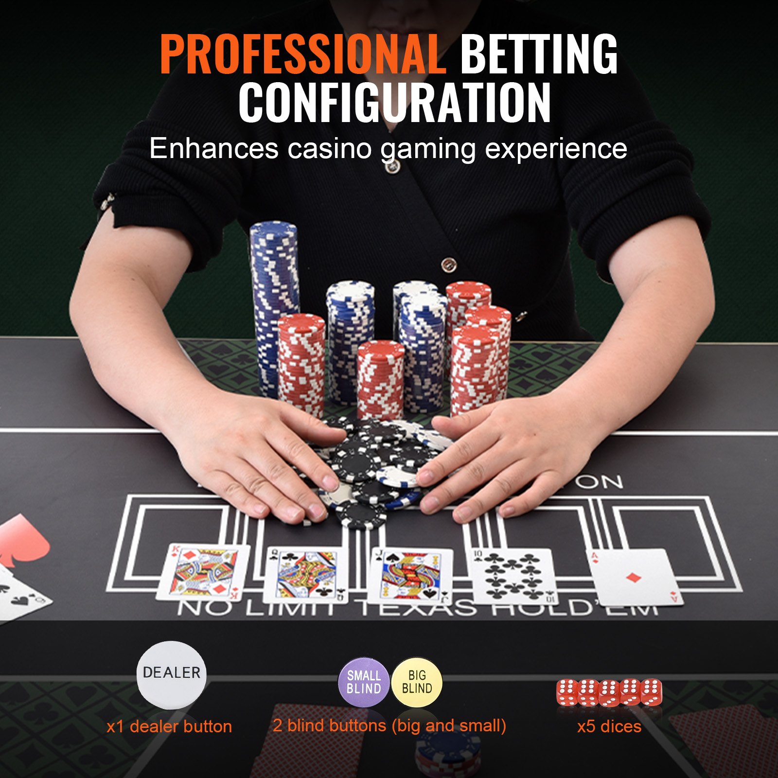 Σετ τσιπ πόκερ VEVOR, σετ πόκερ 300 τεμαχίων, πλήρες σετ παιχνιδιών πόκερ με θήκη μεταφοράς από αλουμίνιο, μάρκες καζίνο 11,5 γραμμαρίων, κάρτες, κουμπιά και ζάρια, για Texas Hold'em, Μπλάκτζακ, Τυχερά παιχνίδια Σετ τσιπ πόκερ VEVOR, σετ πόκερ 300 τεμαχίων, πλήρες σετ παιχνιδιών πόκερ με θήκη μεταφοράς από αλουμίνιο, μάρκες καζίνο 11,5 γραμμαρίων, κάρτες, κουμπιά και ζάρια, για Texas Hold'em, Μπλάκτζακ, Τυχερά παιχνίδια