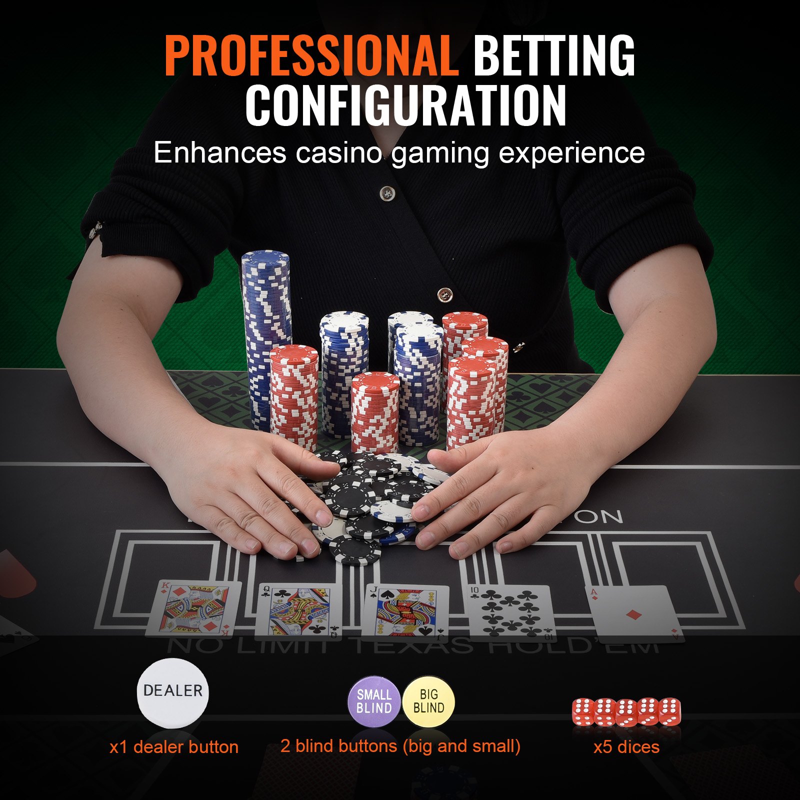 VEVOR Σετ τσιπ πόκερ, σετ πόκερ 500 τεμαχίων, πλήρες σετ παιχνιδιών πόκερ με θήκη μεταφοράς από αλουμίνιο, μάρκες καζίνο 11,5 γραμμαρίων, κάρτες, κουμπιά και ζάρια, για Texas Hold'em, Μπλάκτζακ, Τυχερά παιχνίδια VEVOR Σετ τσιπ πόκερ, σετ πόκερ 500 τεμαχίων, πλήρες σετ παιχνιδιών πόκερ με θήκη μεταφοράς από αλουμίνιο, μάρκες καζίνο 11,5 γραμμαρίων, κάρτες, κουμπιά και ζάρια, για Texas Hold'em, Μπλάκτζακ, Τυχερά παιχνίδια