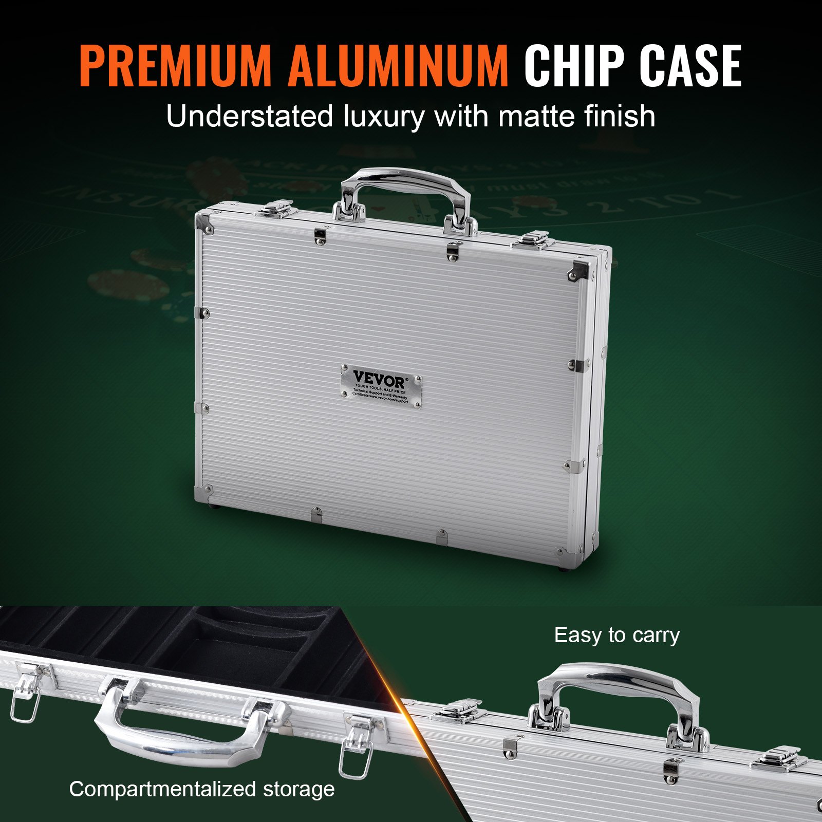 VEVOR Σετ τσιπ πόκερ, σετ πόκερ 500 τεμαχίων, πλήρες σετ παιχνιδιών πόκερ με θήκη μεταφοράς από αλουμίνιο, μάρκες καζίνο 11,5 γραμμαρίων, κάρτες, κουμπιά και ζάρια, για Texas Hold'em, Μπλάκτζακ, Τυχερά παιχνίδια VEVOR Σετ τσιπ πόκερ, σετ πόκερ 500 τεμαχίων, πλήρες σετ παιχνιδιών πόκερ με θήκη μεταφοράς από αλουμίνιο, μάρκες καζίνο 11,5 γραμμαρίων, κάρτες, κουμπιά και ζάρια, για Texas Hold'em, Μπλάκτζακ, Τυχερά παιχνίδια