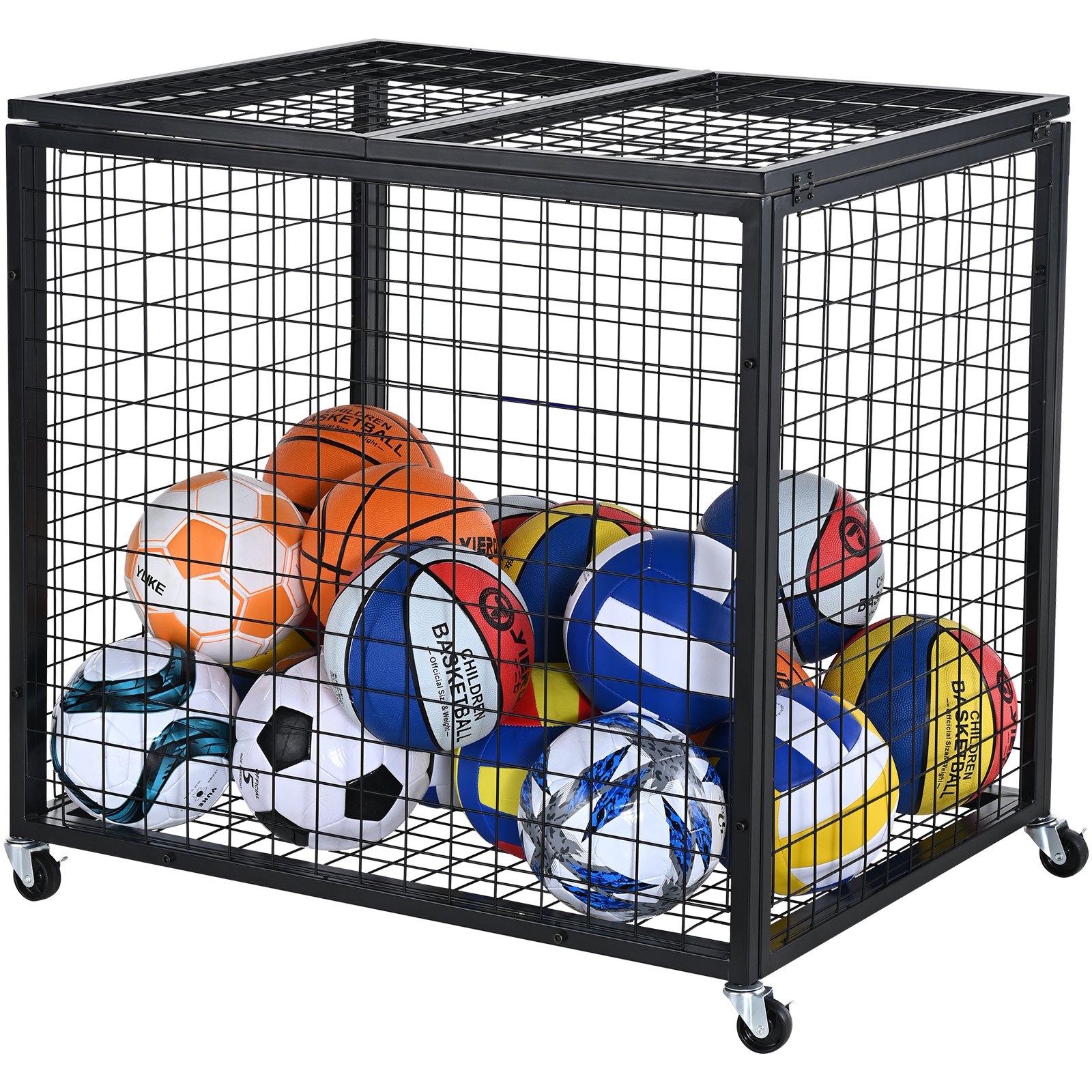 VEVOR Rolling Sports Ball Storage Cart, Κλουβί μπάσκετ που κλειδώνει με διπλά καπάκια, Organizer θήκη αθλητικού εξοπλισμού για εσωτερικούς χώρους, χαλύβδινη σχάρα αποθήκευσης για γκαράζ, παιδότοπο, γυμναστήριο και σχολεία VEVOR Rolling Sports Ball Storage Cart, Κλουβί μπάσκετ που κλειδώνει με διπλά καπάκια, Organizer θήκη αθλητικού εξοπλισμού για εσωτερικούς χώρους, χαλύβδινη σχάρα αποθήκευσης για γκαράζ, παιδότοπο, γυμναστήριο και σχολεία