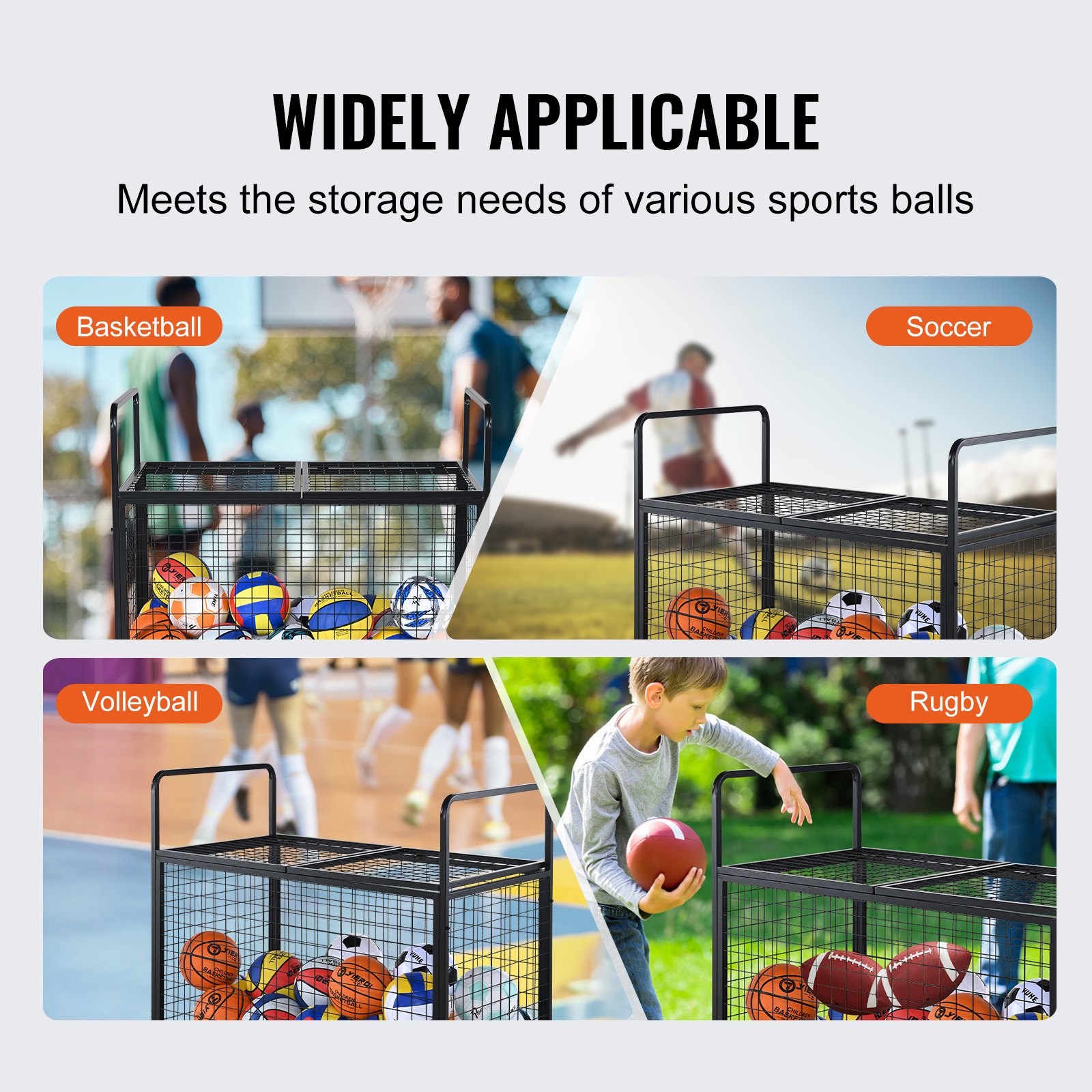VEVOR Rolling Sports Ball Storage Cart, Κλουβί μπάσκετ που κλειδώνει με διπλά καπάκια, Organizer θήκη αθλητικού εξοπλισμού για εσωτερικούς χώρους, χαλύβδινη σχάρα αποθήκευσης για γκαράζ, παιδότοπο, γυμναστήριο και σχολεία VEVOR Rolling Sports Ball Storage Cart, Κλουβί μπάσκετ που κλειδώνει με διπλά καπάκια, Organizer θήκη αθλητικού εξοπλισμού για εσωτερικούς χώρους, χαλύβδινη σχάρα αποθήκευσης για γκαράζ, παιδότοπο, γυμναστήριο και σχολεία