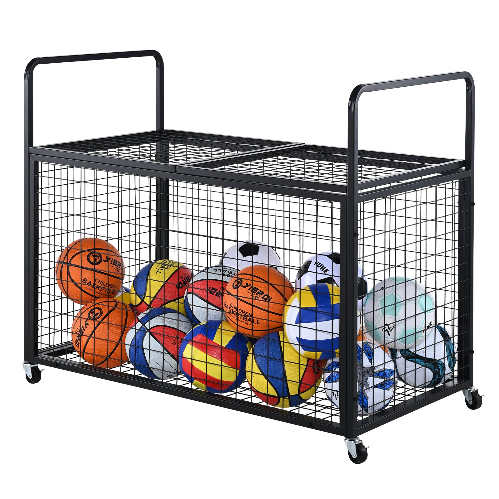VEVOR Rolling Sports Ball Storage Cart, Κλουβί μπάσκετ που κλειδώνει με διπλά καπάκια, Organizer θήκη αθλητικού εξοπλισμού για εσωτερικούς χώρους, χαλύβδινη σχάρα αποθήκευσης για γκαράζ, παιδότοπο, γυμναστήριο και σχολεία VEVOR Rolling Sports Ball Storage Cart, Κλουβί μπάσκετ που κλειδώνει με διπλά καπάκια, Organizer θήκη αθλητικού εξοπλισμού για εσωτερικούς χώρους, χαλύβδινη σχάρα αποθήκευσης για γκαράζ, παιδότοπο, γυμναστήριο και σχολεία