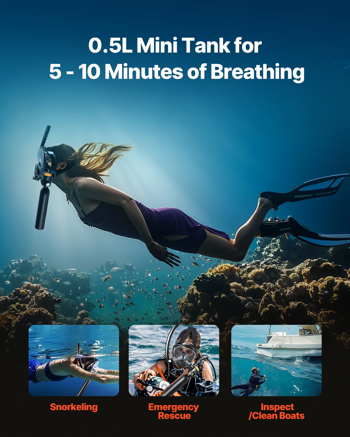 VEVOR 0,5L Scuba Tank 32,81 ft Depth Diving Φορητή δεξαμενή κατάδυσης με αντλία VEVOR 0,5L Scuba Tank 32,81 ft Depth Diving Φορητή δεξαμενή κατάδυσης με αντλία