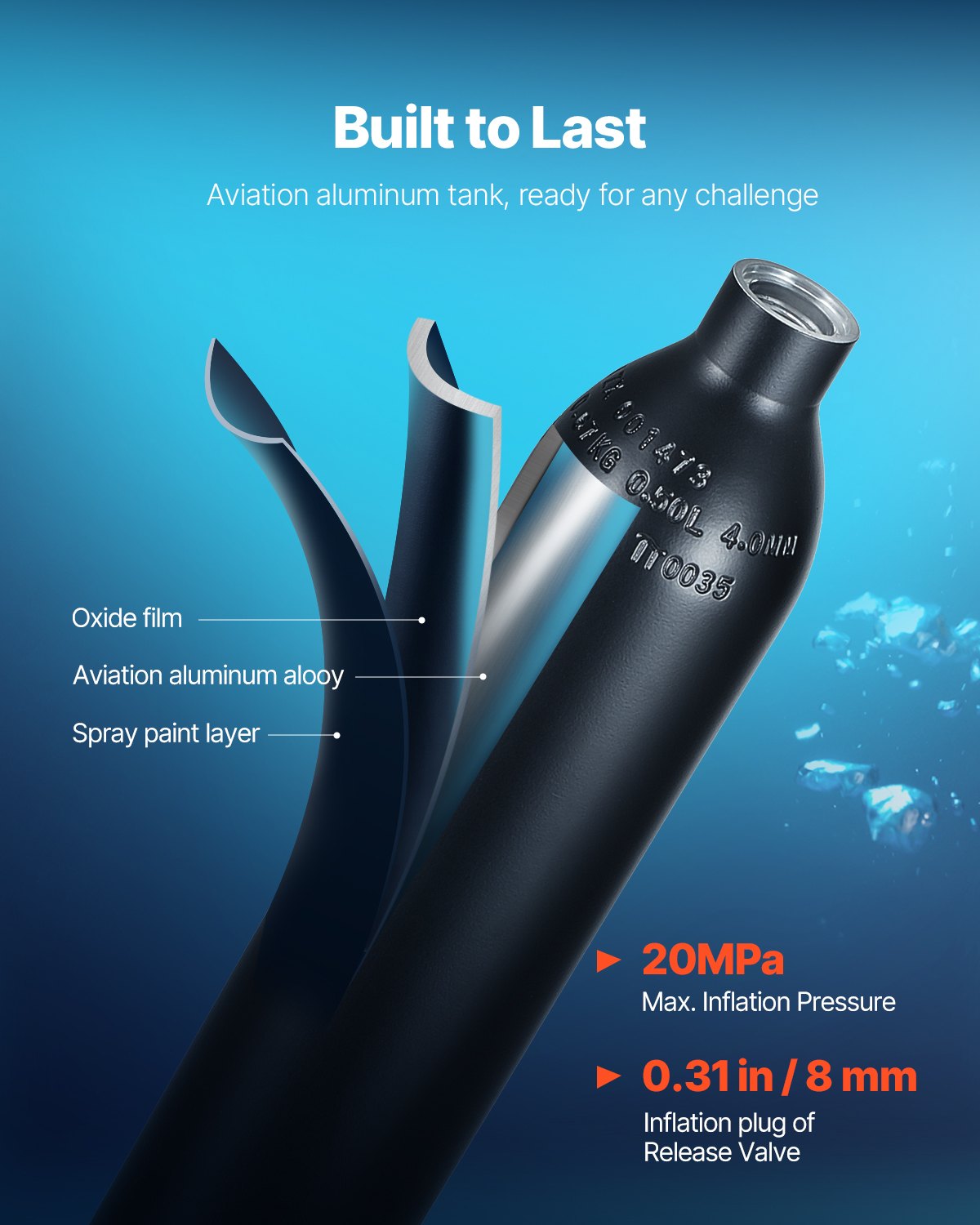 VEVOR 0,5L Scuba Tank 32,81 ft Depth Diving Φορητή δεξαμενή κατάδυσης με αντλία VEVOR 0,5L Scuba Tank 32,81 ft Depth Diving Φορητή δεξαμενή κατάδυσης με αντλία