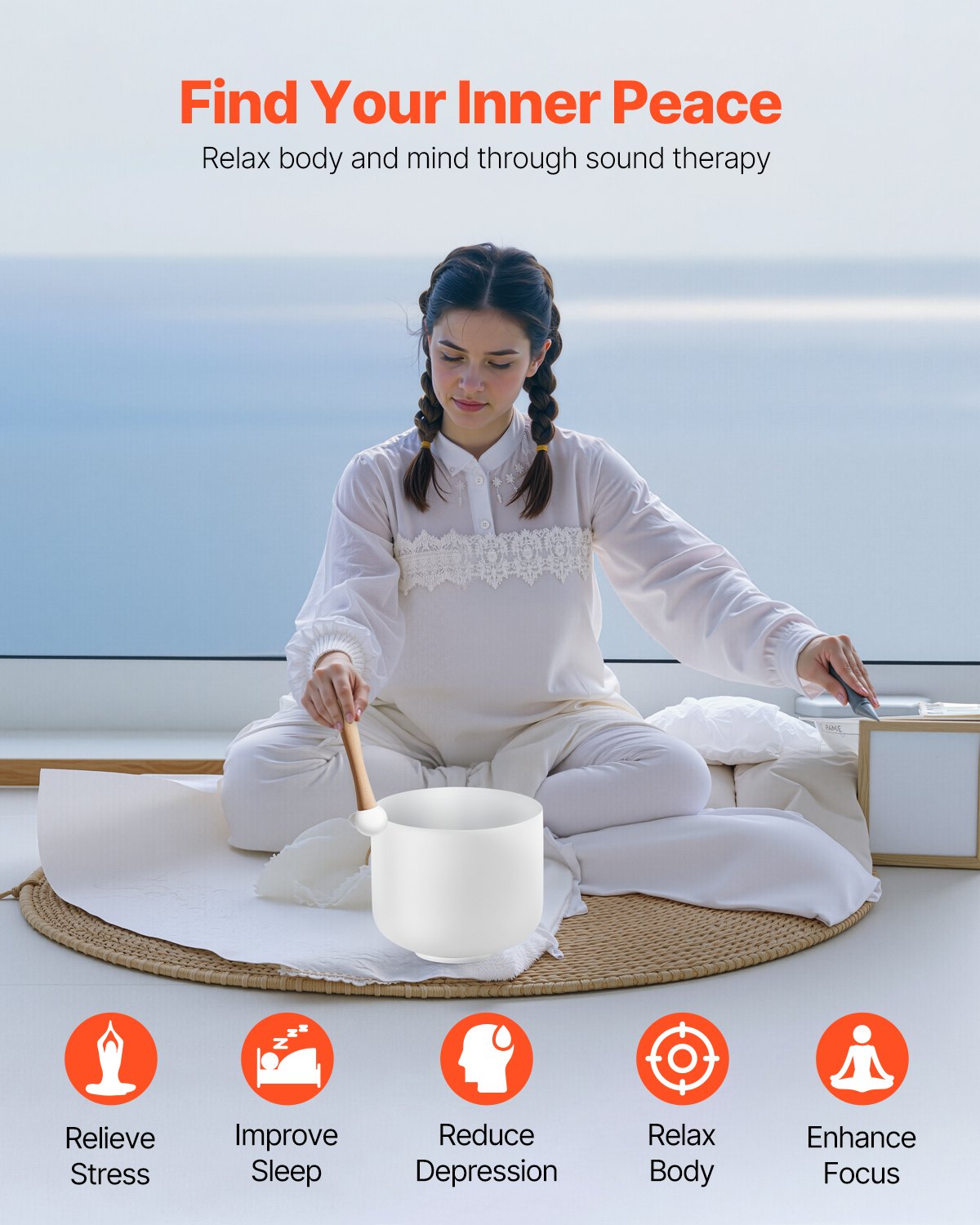 VEVOR Crystal Singing Bowl 8" F Note Heart Chakra Singing Bowl με τσάντα μεταφοράς VEVOR Crystal Singing Bowl 8" F Note Heart Chakra Singing Bowl με τσάντα μεταφοράς