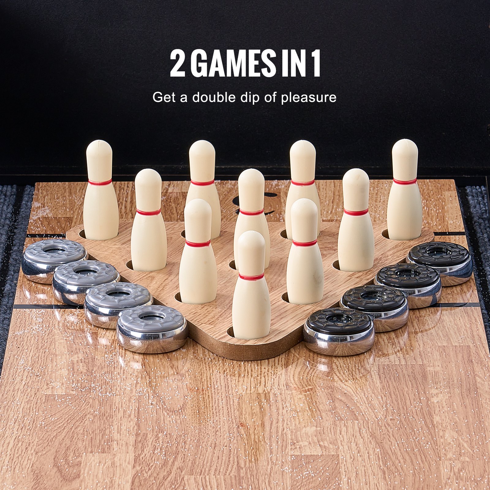 VEVOR 9 ft LED Shuffleboard Τραπέζι 2 σε 1 Σετ παιχνιδιών Shuffleboard και Bowling Combo VEVOR 9 ft LED Shuffleboard Τραπέζι 2 σε 1 Σετ παιχνιδιών Shuffleboard και Bowling Combo