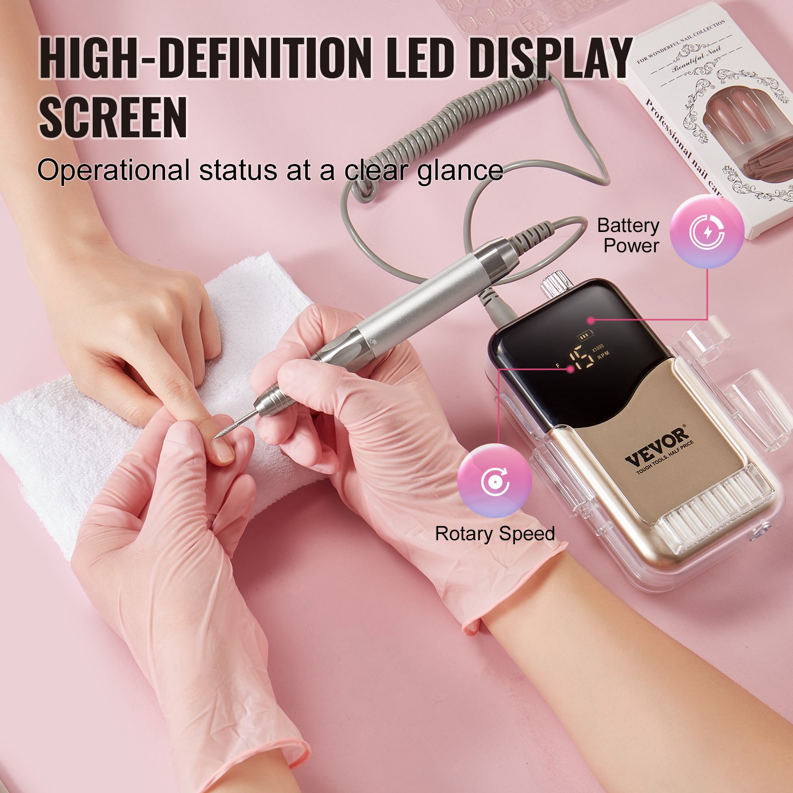 Ηλεκτρικό ασύρματο τρυπάνι νυχιών VEVOR με μοτέρ χωρίς ψήκτρες 35000 RRM & βάση φόρτισης Ηλεκτρικό ασύρματο τρυπάνι νυχιών VEVOR με μοτέρ χωρίς ψήκτρες 35000 RRM & βάση φόρτισης