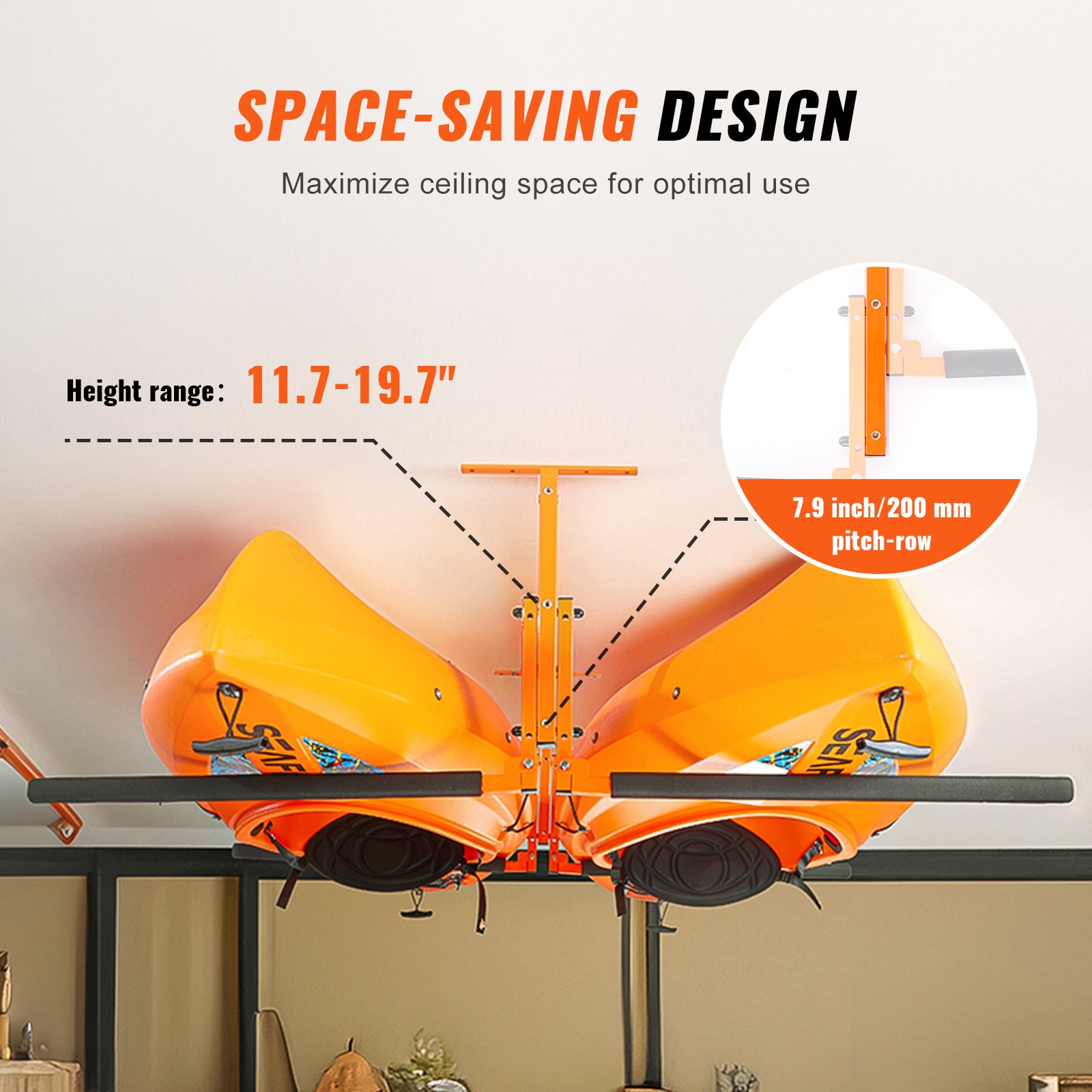 Βάση αποθήκευσης οροφής VEVOR Kayak, Ράφι αποθήκευσης οροφής για 2 καγιάκ κανό SUP, ρυθμιζόμενο ύψος κρεμάστρα θήκης για καγιάκ πάνω από το κεφάλι με ενισχυμένους βραχίονες, 250 LBS Max Load, για εσωτερική αποθήκευση σε εξωτερικό χώρο Βάση αποθήκευσης οροφής VEVOR Kayak, Ράφι αποθήκευσης οροφής για 2 καγιάκ κανό SUP, ρυθμιζόμενο ύψος κρεμάστρα θήκης για καγιάκ πάνω από το κεφάλι με ενισχυμένους βραχίονες, 250 LBS Max Load, για εσωτερική αποθήκευση σε εξωτερικό χώρο