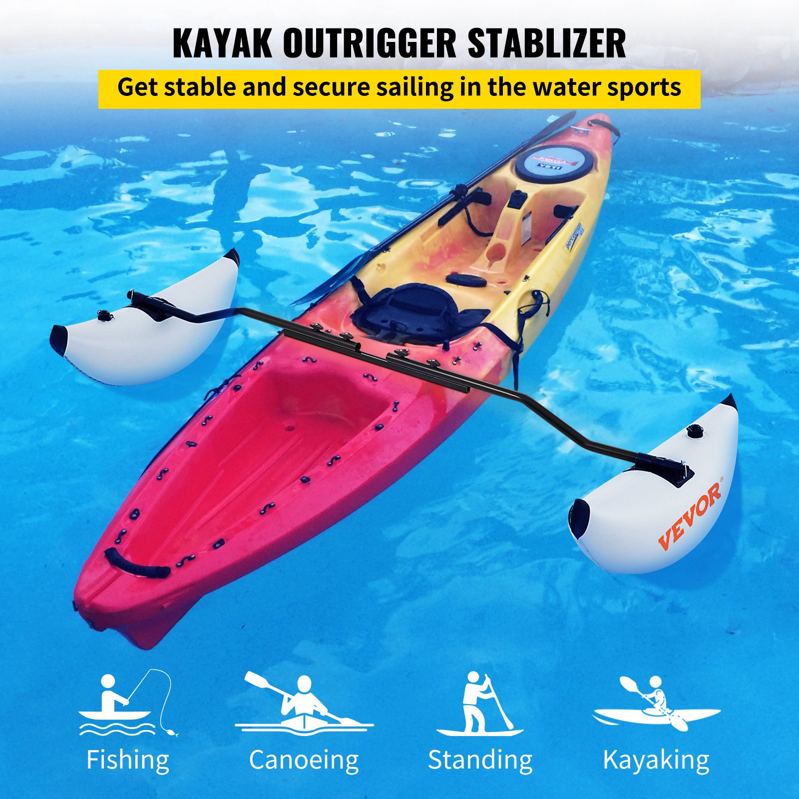 VEVOR Kayak Outrigger Stabilizer, 2 ΤΕΜ, PVC Φουσκωτό Πλωτήρα Outrigger με ράβδο Sidekick Arms, Standing Float Stabilizer System Kit για καγιάκ, κανό, ψαροκάικα VEVOR Kayak Outrigger Stabilizer, 2 ΤΕΜ, PVC Φουσκωτό Πλωτήρα Outrigger με ράβδο Sidekick Arms, Standing Float Stabilizer System Kit για καγιάκ, κανό, ψαροκάικα
