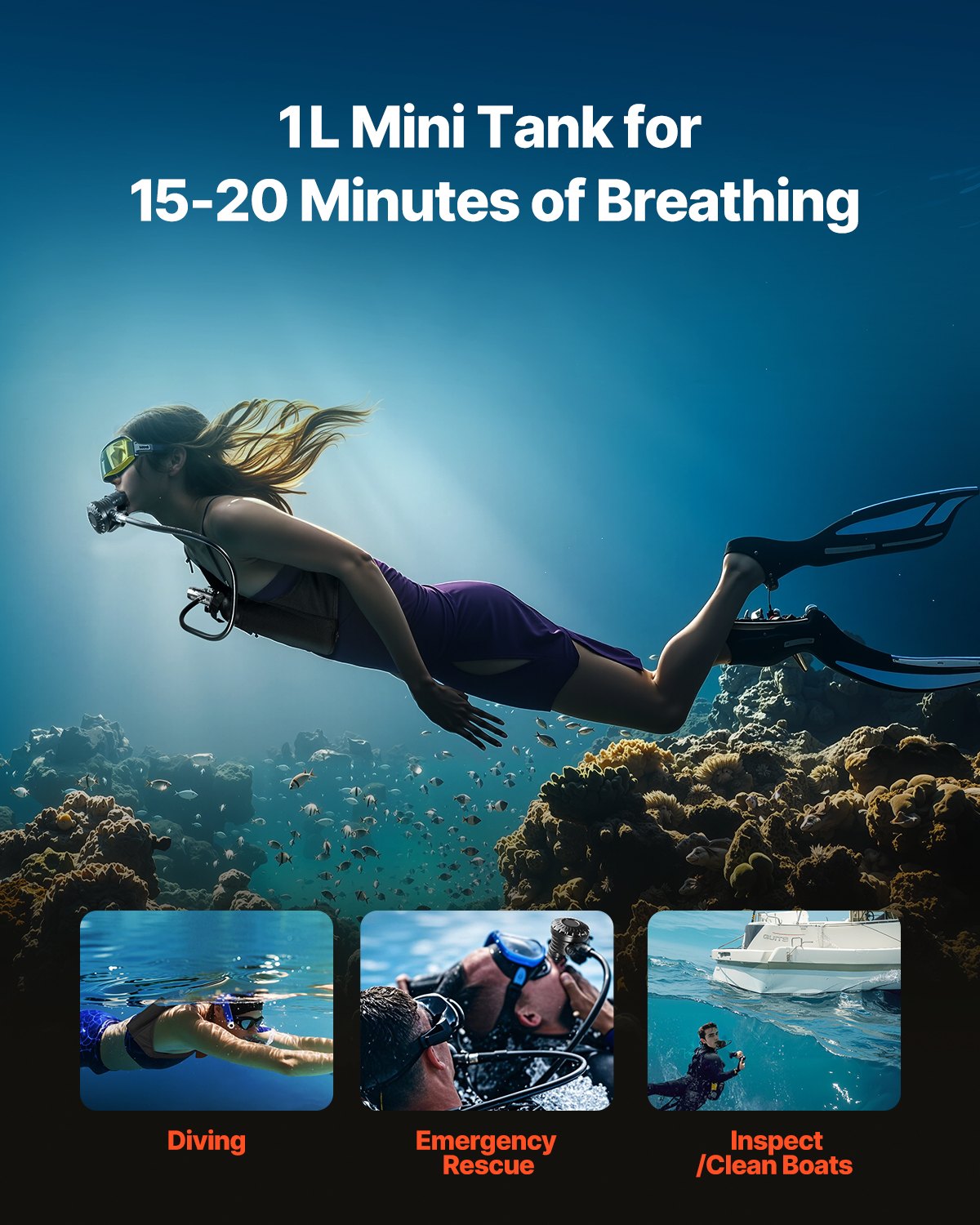 Φιάλη VEVOR 1L, βάθος κατάδυσης 98,43 ft, επαναγεμιζόμενη φιάλη αέρα για αναπνευστήρα με αντλία Φιάλη VEVOR 1L, βάθος κατάδυσης 98,43 ft, επαναγεμιζόμενη φιάλη αέρα για αναπνευστήρα με αντλία