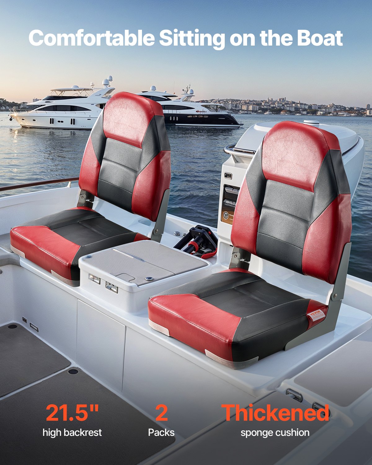 VEVOR Boat Seat High Backrest Πτυσσόμενο Μαξιλάρι Σφουγγάρι Καθίσματος Σκάφους Μαύρο & Κόκκινο VEVOR Boat Seat High Backrest Πτυσσόμενο Μαξιλάρι Σφουγγάρι Καθίσματος Σκάφους Μαύρο & Κόκκινο