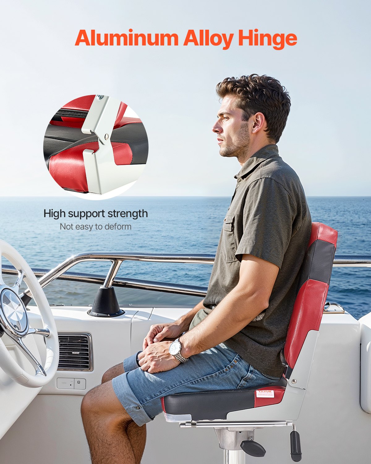 VEVOR Boat Seat High Backrest Πτυσσόμενο Μαξιλάρι Σφουγγάρι Καθίσματος Σκάφους Μαύρο & Κόκκινο VEVOR Boat Seat High Backrest Πτυσσόμενο Μαξιλάρι Σφουγγάρι Καθίσματος Σκάφους Μαύρο & Κόκκινο