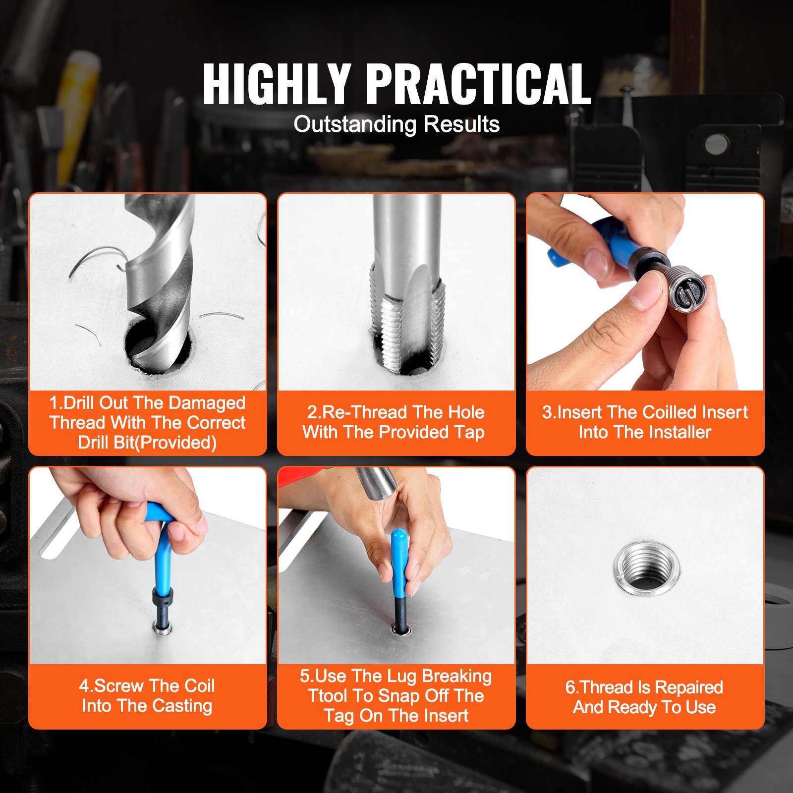 VEVOR Helicoil Thread Repair Kit 338 Piece SAE και Metric Rethreading Tool Kit VEVOR Helicoil Thread Repair Kit 338 Piece SAE και Metric Rethreading Tool Kit