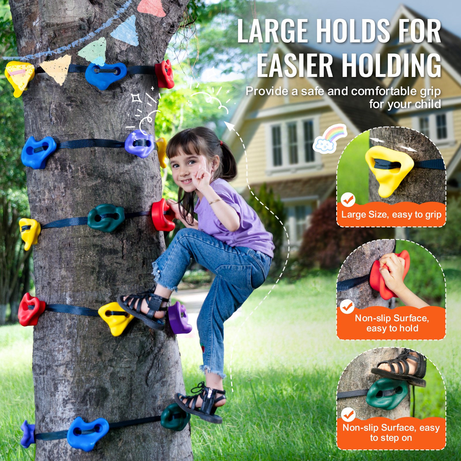 VEVOR Ninja Kit Climbing Tree 20 Tree Climbing Hold 6 Ratchet Straps Outdoor VEVOR Ninja Kit Climbing Tree 20 Tree Climbing Hold 6 Ratchet Straps Outdoor