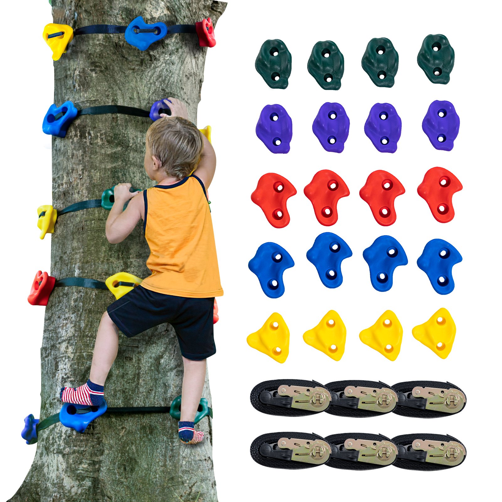 VEVOR Ninja Kit Climbing Tree 20 Tree Climbing Hold 6 Ratchet Straps Outdoor VEVOR Ninja Kit Climbing Tree 20 Tree Climbing Hold 6 Ratchet Straps Outdoor