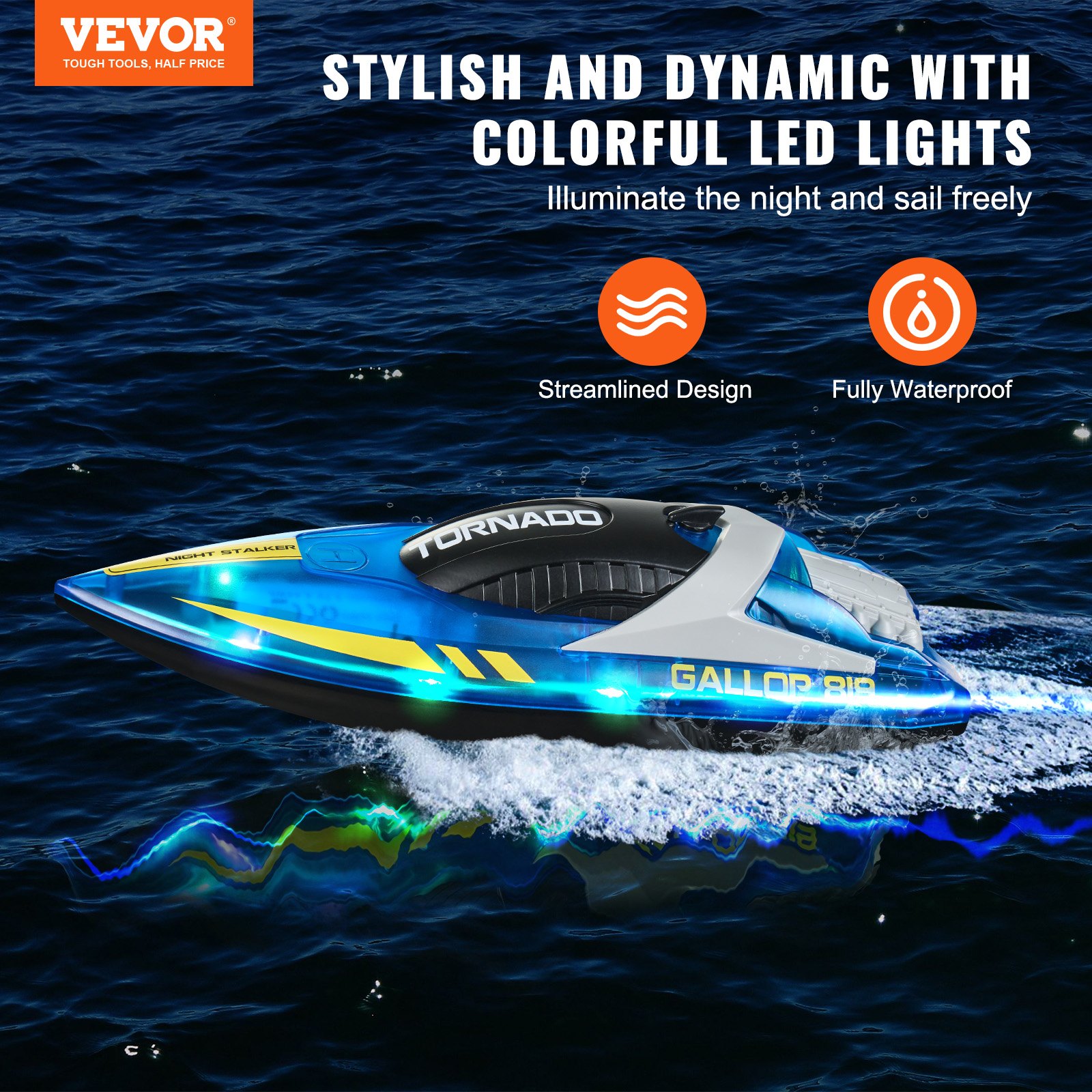 VEVOR RC Boat 2,4 GHz Remote Control Racing Boat 12 km/h Kids Adults Gift Blue VEVOR RC Boat 2,4 GHz Remote Control Racing Boat 12 km/h Kids Adults Gift Blue