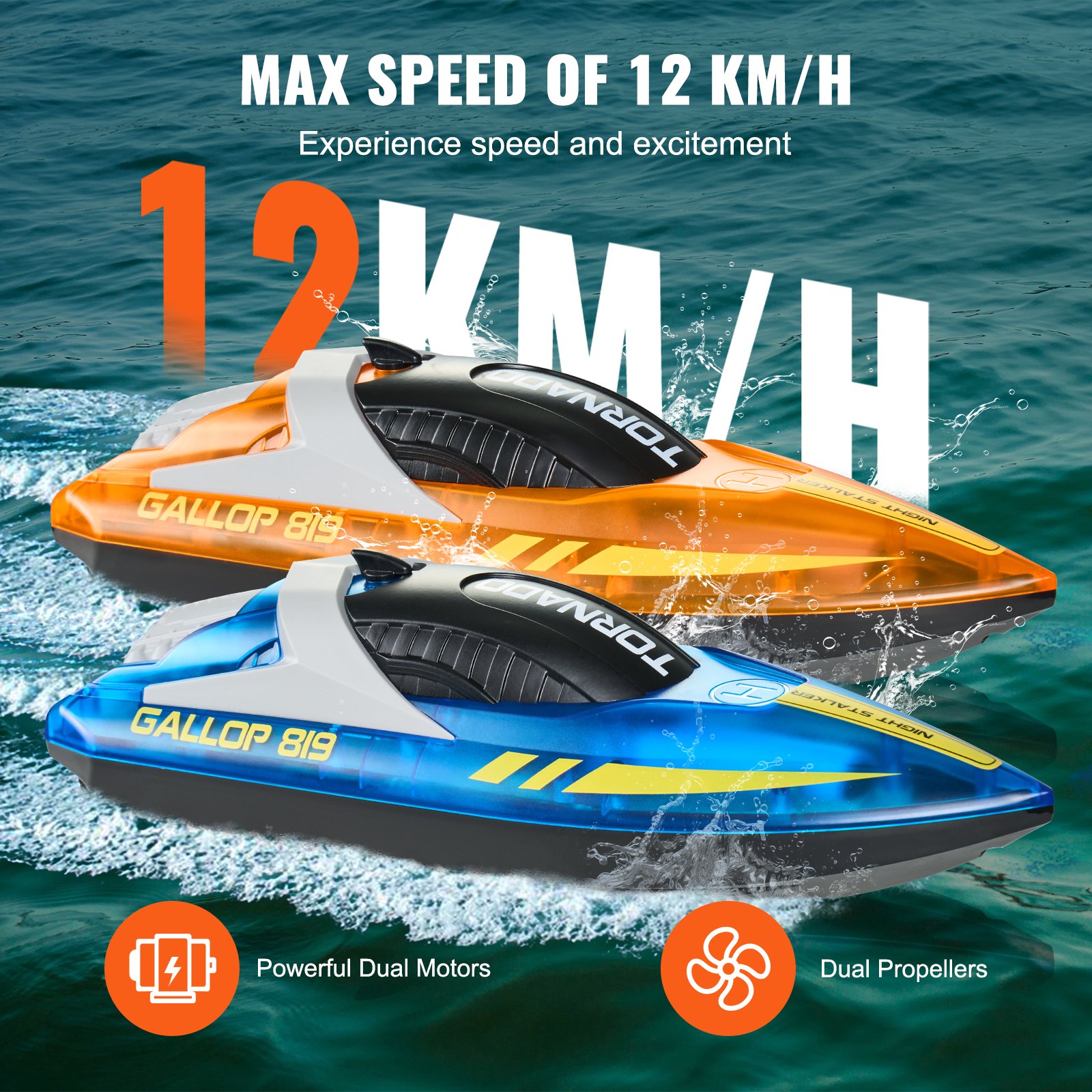 VEVOR 2 PCS RC Boat 2,4 GHz Remote Control Racing Boat 12 km/h Παιδιά Ενήλικες Δώρο VEVOR 2 PCS RC Boat 2,4 GHz Remote Control Racing Boat 12 km/h Παιδιά Ενήλικες Δώρο