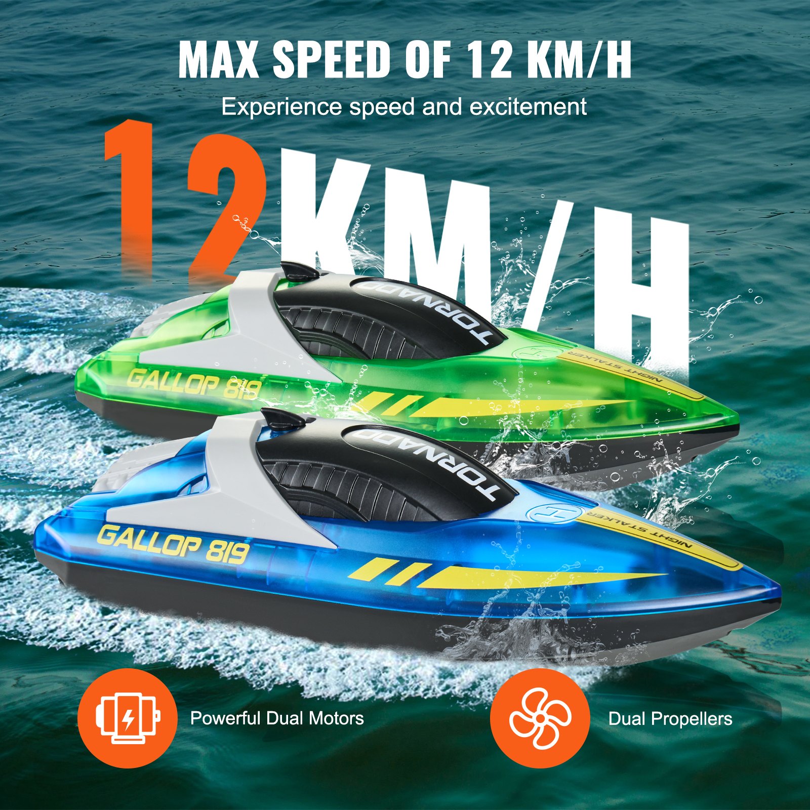VEVOR 2 PCS RC Boat 2,4 GHz Remote Control Racing Boat 12 km/h Παιδιά Ενήλικες Δώρο VEVOR 2 PCS RC Boat 2,4 GHz Remote Control Racing Boat 12 km/h Παιδιά Ενήλικες Δώρο