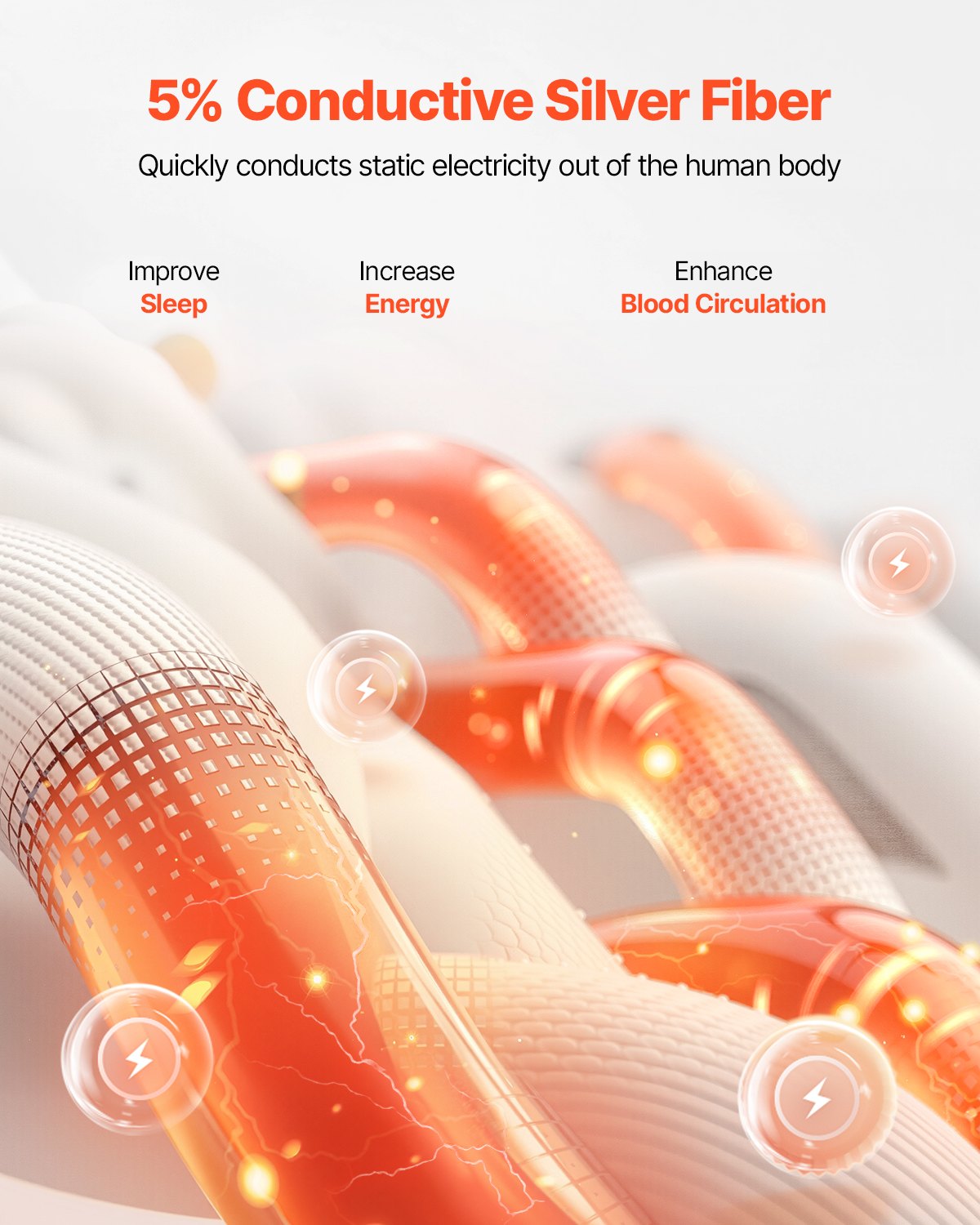 Φύλλα γείωσης VEVOR Queen Size 95% βαμβάκι + 5% ασημένια φύλλα γείωσης Φύλλα γείωσης VEVOR Queen Size 95% βαμβάκι + 5% ασημένια φύλλα γείωσης