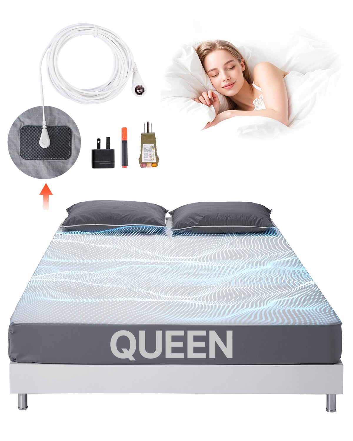 Φύλλα γείωσης VEVOR Queen Size 95% βαμβάκι + 5% ασημένια φύλλα γείωσης Φύλλα γείωσης VEVOR Queen Size 95% βαμβάκι + 5% ασημένια φύλλα γείωσης