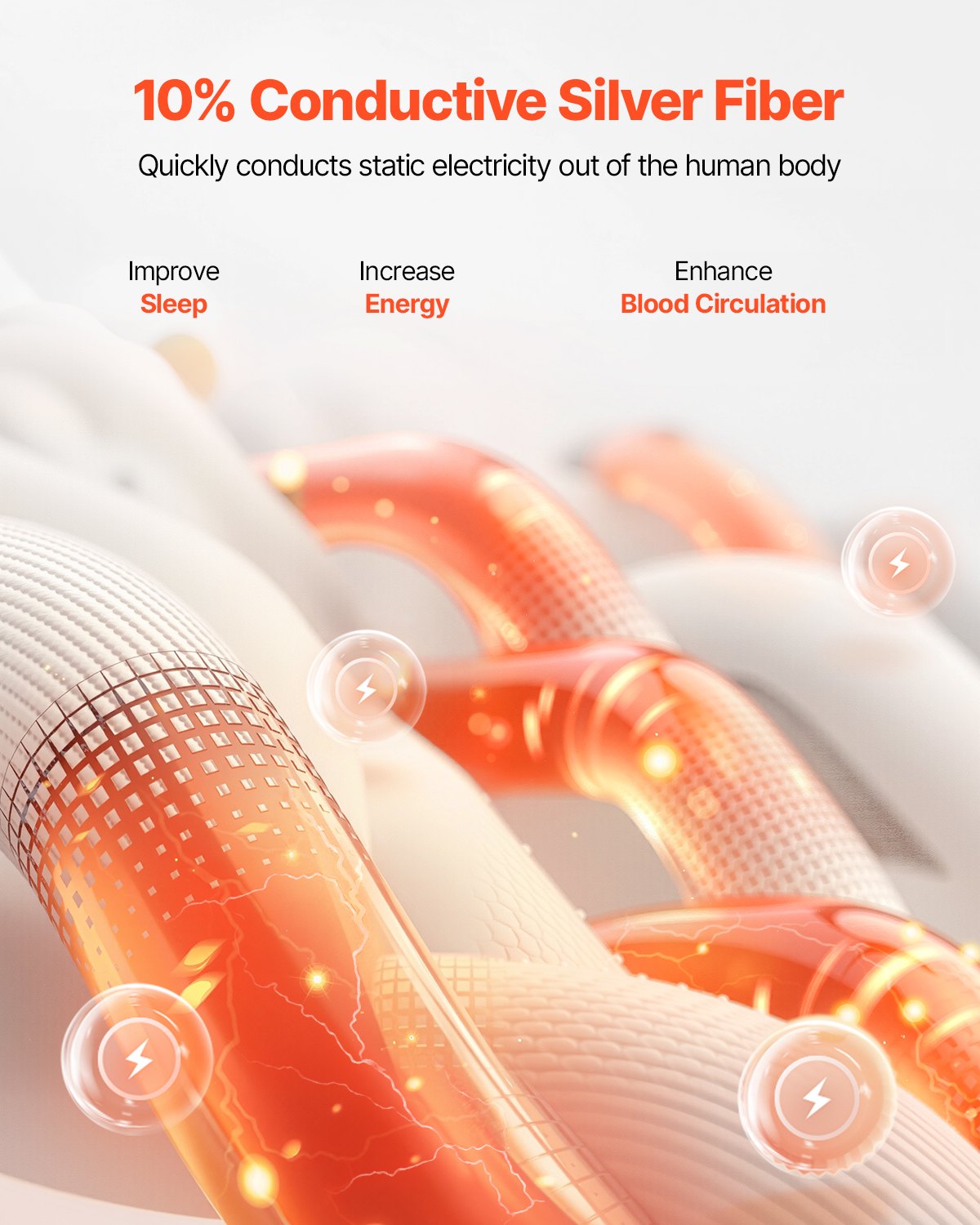 Φύλλα γείωσης VEVOR King Size 90% βαμβάκι + 10% ασημί Φύλλα γείωσης Φύλλα γείωσης VEVOR King Size 90% βαμβάκι + 10% ασημί Φύλλα γείωσης