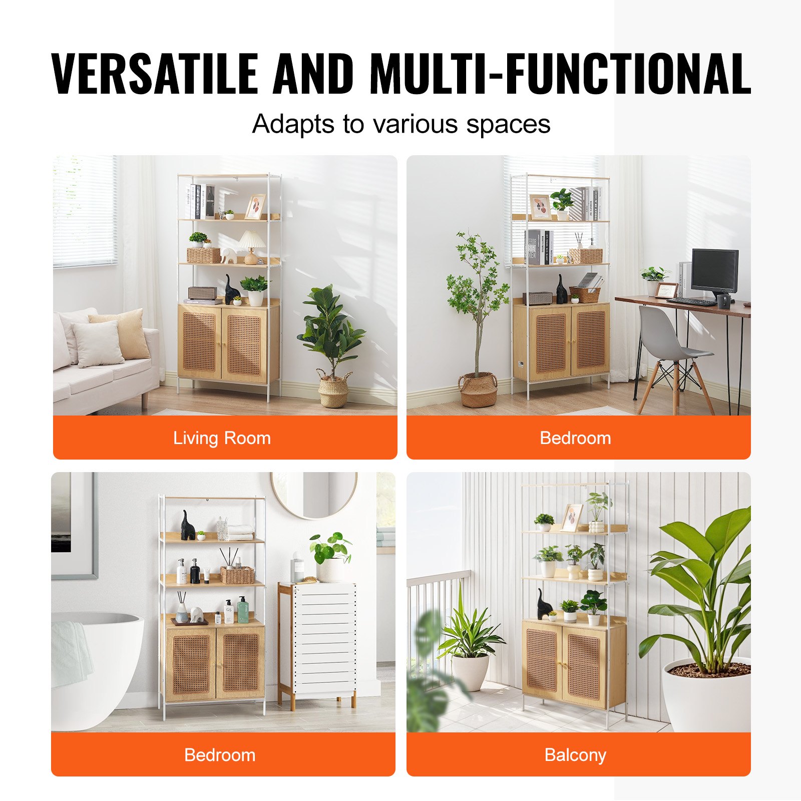 Βιβλιοθήκη VEVOR Rattan Ράφι σκάλας με 2 πόρτες Ορθογώνιο ράφι αποθήκευσης Natural Βιβλιοθήκη VEVOR Rattan Ράφι σκάλας με 2 πόρτες Ορθογώνιο ράφι αποθήκευσης Natural