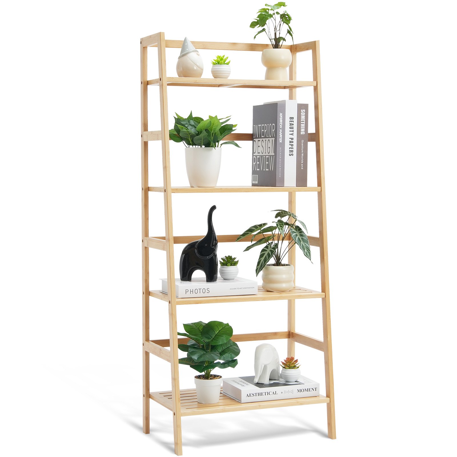 VEVOR Bamboo Bookshelf 4 Tiers Bamboo Ladder Βιβλιοθήκη τραπεζοειδές ράφι αποθήκευσης VEVOR Bamboo Bookshelf 4 Tiers Bamboo Ladder Βιβλιοθήκη τραπεζοειδές ράφι αποθήκευσης