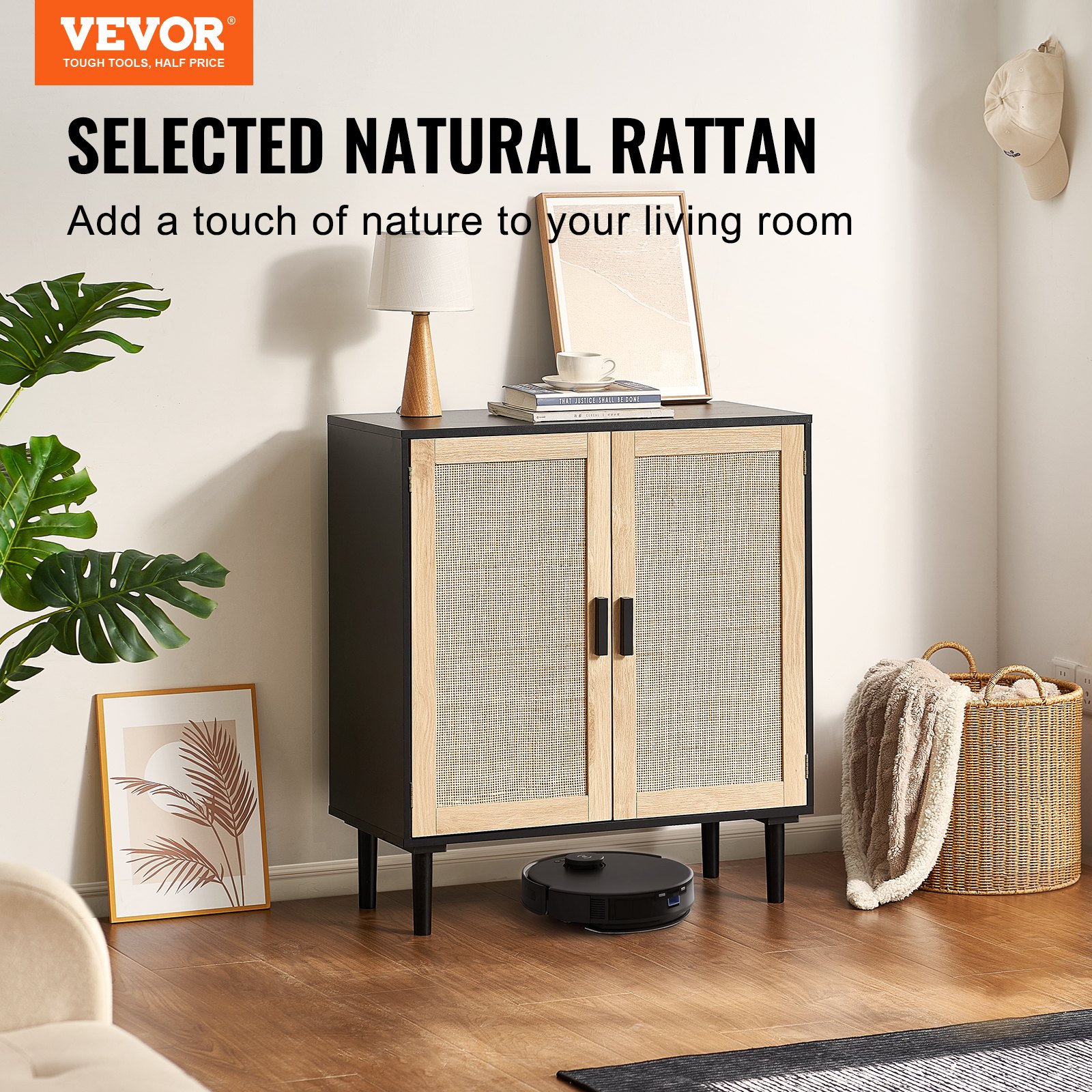 Ντουλάπα VEVOR Rattan Storage με 2 μαγνητικές πόρτες και ρυθμιζόμενα ράφια μαύρο Ντουλάπα VEVOR Rattan Storage με 2 μαγνητικές πόρτες και ρυθμιζόμενα ράφια μαύρο