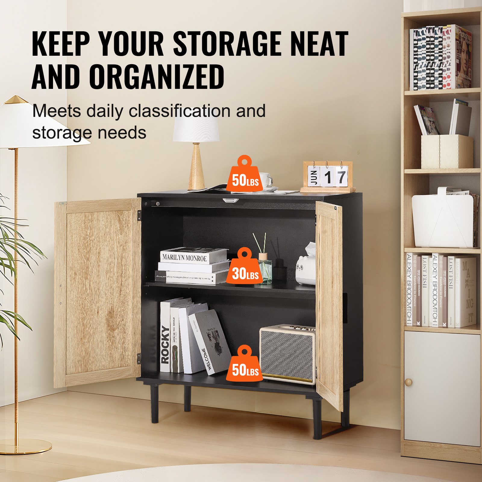 Ντουλάπα VEVOR Rattan Storage με 2 μαγνητικές πόρτες και ρυθμιζόμενα ράφια μαύρο Ντουλάπα VEVOR Rattan Storage με 2 μαγνητικές πόρτες και ρυθμιζόμενα ράφια μαύρο