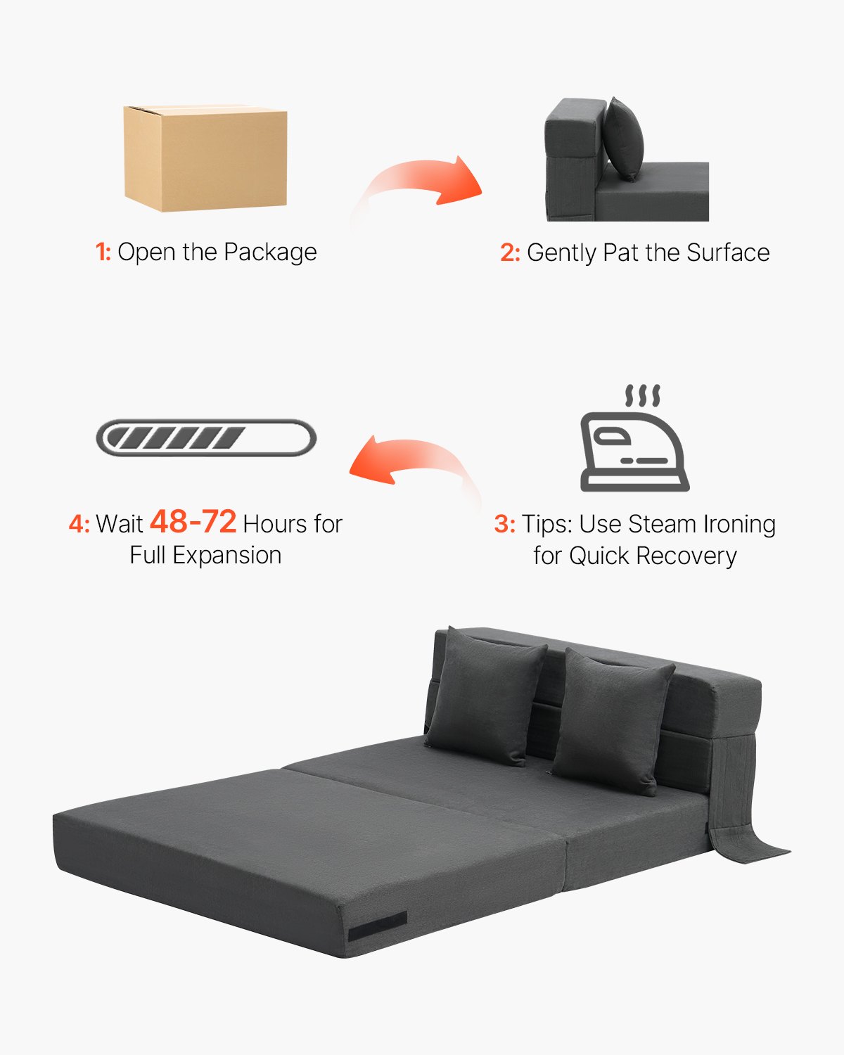 VEVOR Πτυσσόμενος καναπές-κρεβάτι 3 σε 1 Πτυσσόμενος καναπές-κρεβάτι με 2 μαξιλάρια Σκούρο γκρι διπλό κρεβάτι VEVOR Πτυσσόμενος καναπές-κρεβάτι 3 σε 1 Πτυσσόμενος καναπές-κρεβάτι με 2 μαξιλάρια Σκούρο γκρι διπλό κρεβάτι