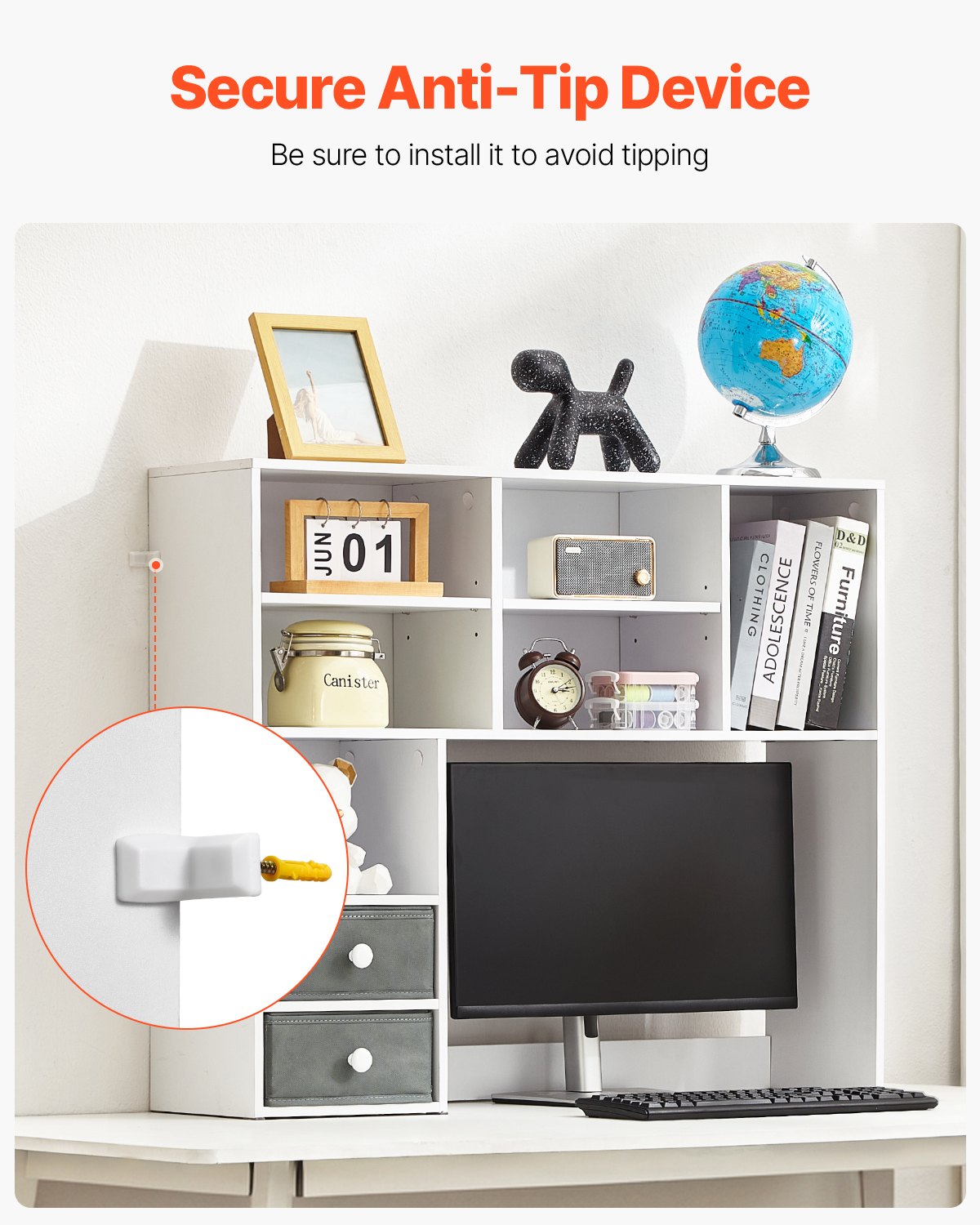 VEVOR Desktop Bookshelf White Desktop Storage Organizer 3 επιπέδων για γραφείο και σπίτι VEVOR Desktop Bookshelf White Desktop Storage Organizer 3 επιπέδων για γραφείο και σπίτι